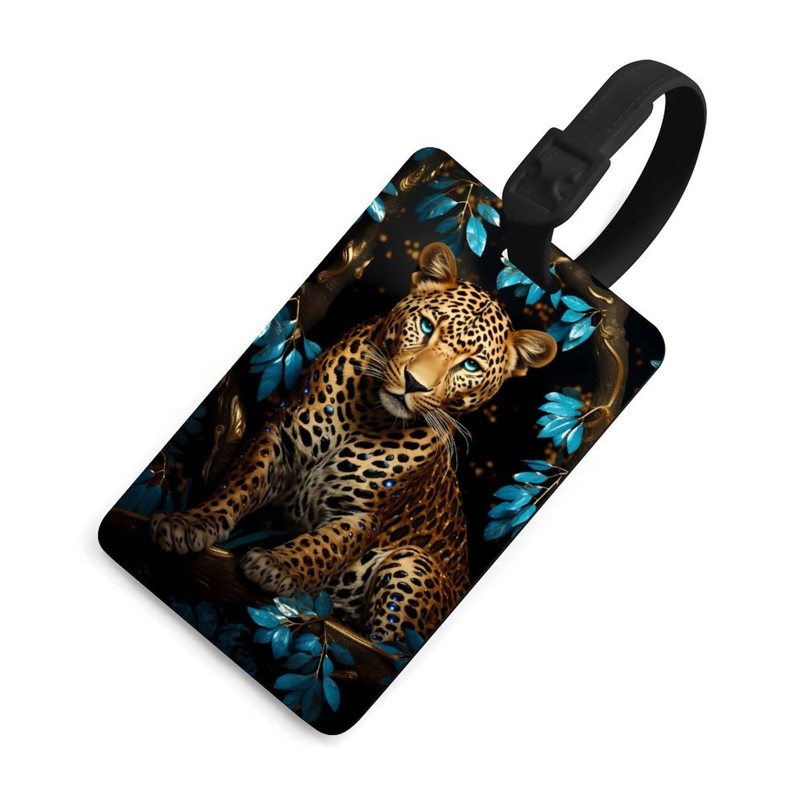 Golden Leopard Luggage Tag for Suitcase - Cute Travel Baggage ID Tags & Labels for Easy Identification - Perfect for Airports, Cruise Ships & Business Trips