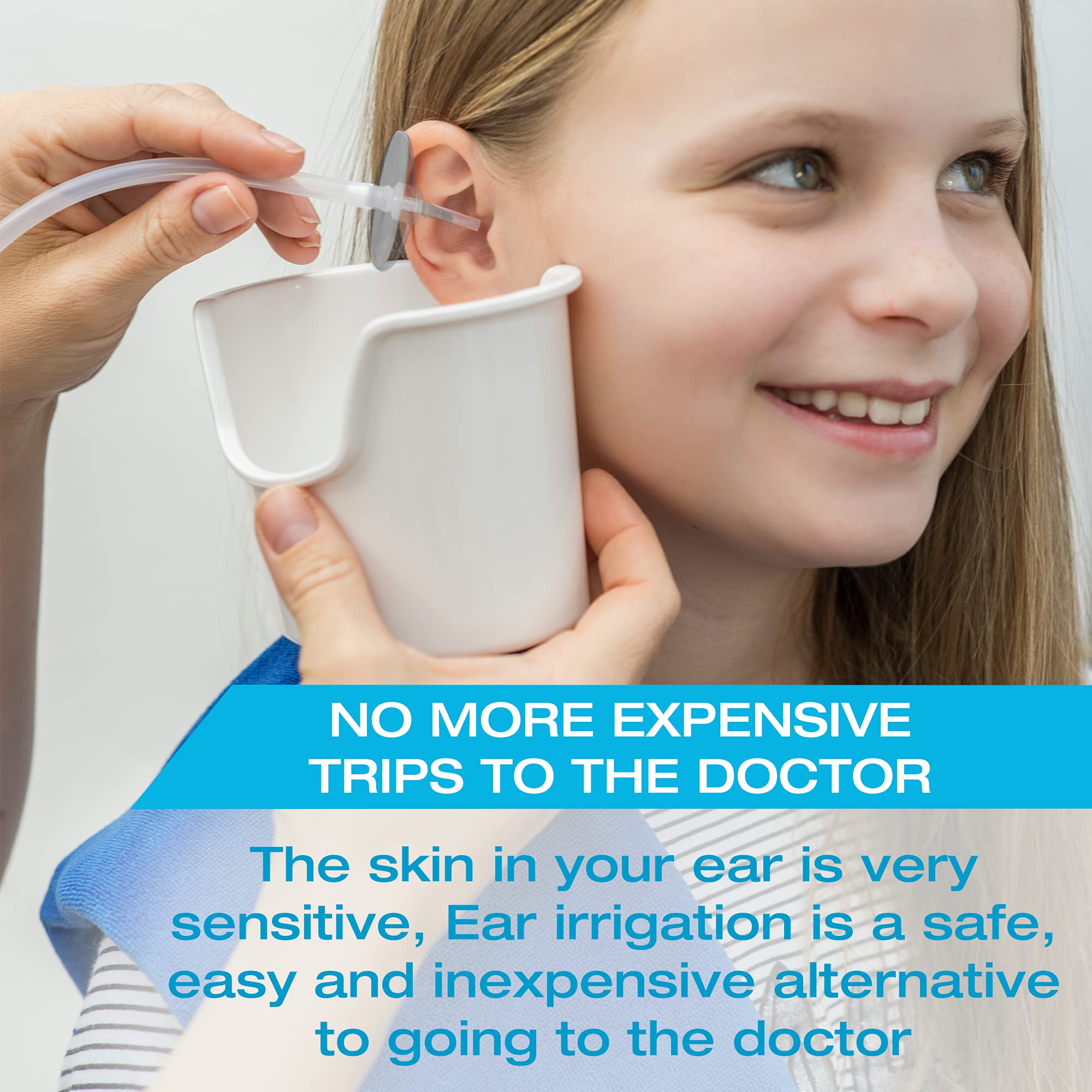 Tilcare Ear Wax Removal Kit - Safe Ear Irrigation System for Adults & Kids - Complete Ear Cleaning Set with Basin, Syringe, Curette, Towel & 30 Disposable Tips - Ideal for Home Ear Hygiene & Wax Buildup Relief