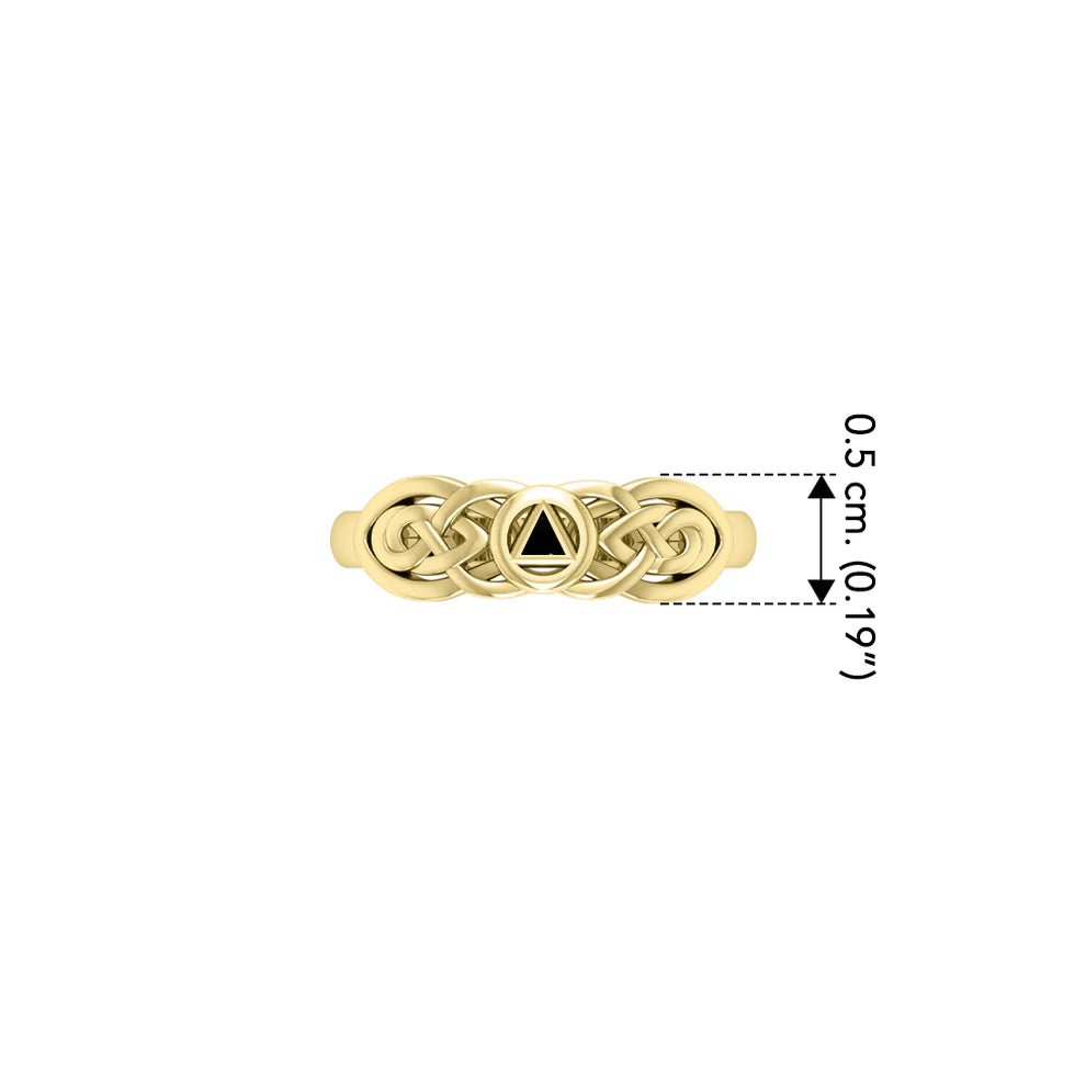 14K Yellow Gold Celtic Knot Inlaid Ring for Women - Elegant Irish Jewelry for Weddings, Anniversaries & Special Occasions