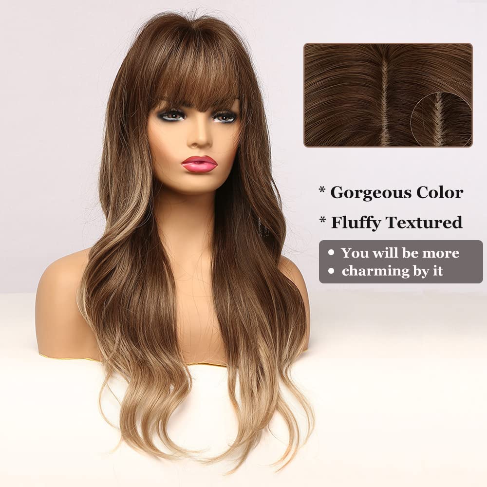 Esmee Long Brown Ombre Blonde Synthetic Heat Resistant Wig for Women - Perfect for Cosplay, Halloween, Parties & Daily Wear