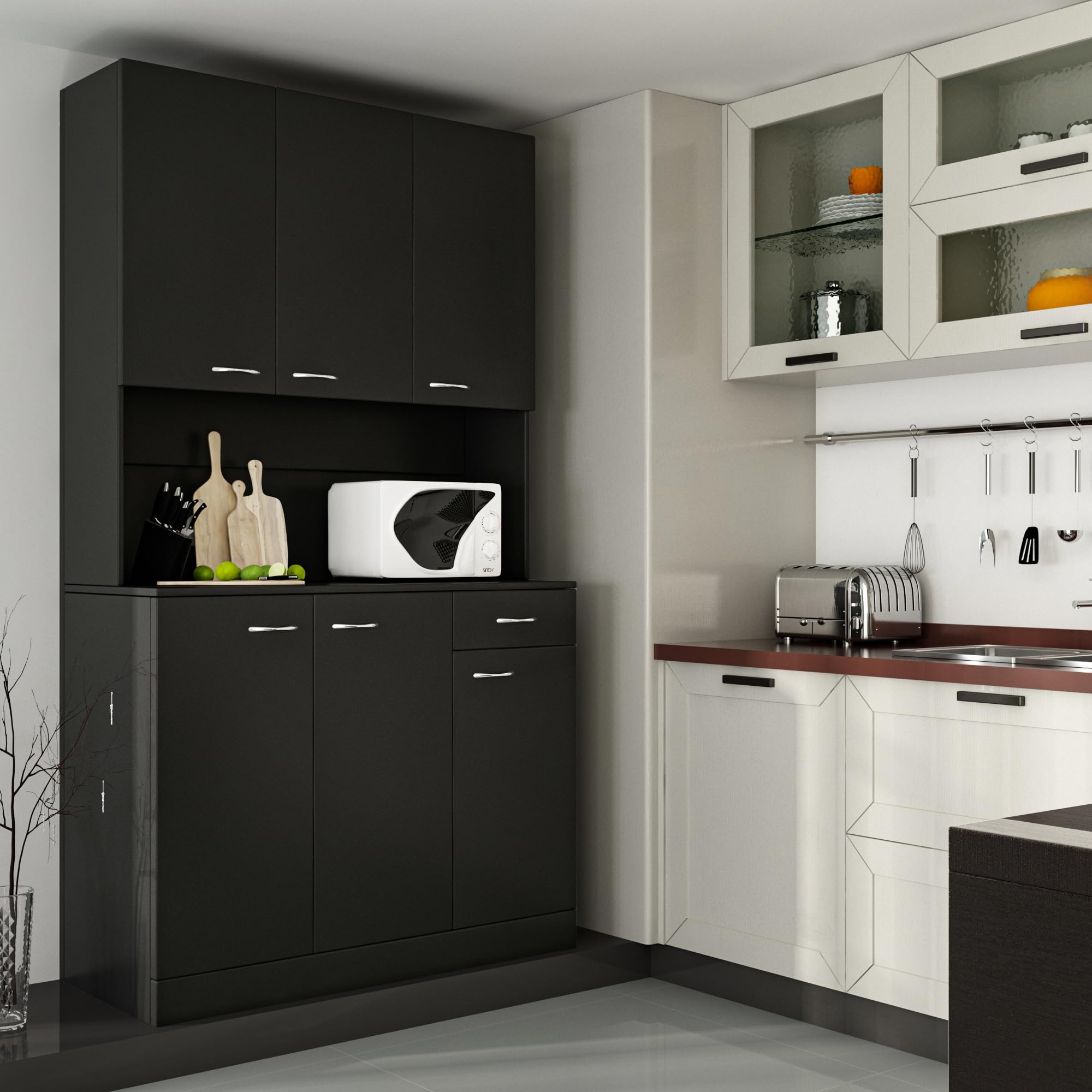 6-Door Kitchen Pantry Cabinet with 3 Adjustable Shelves - 71