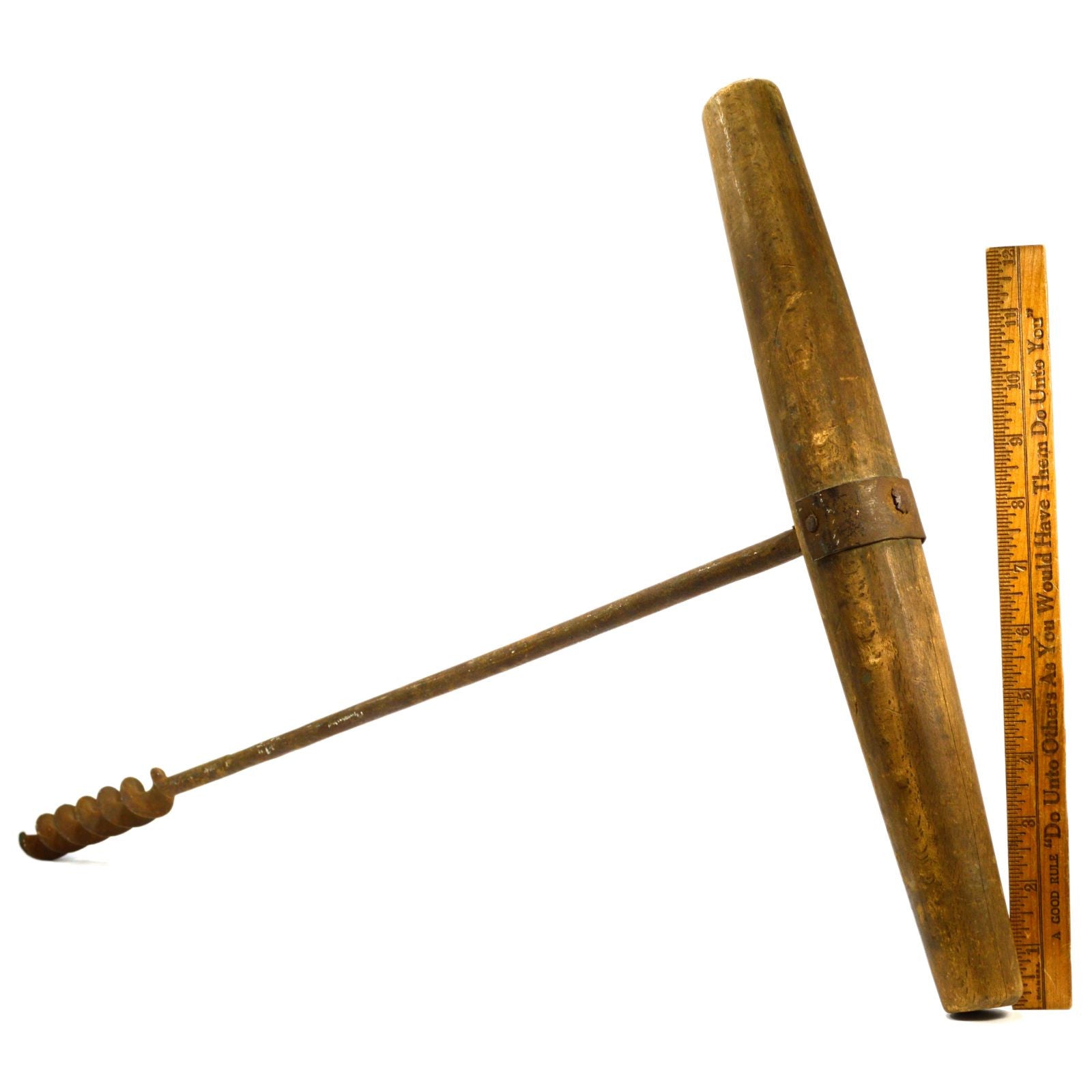 Antique T-Handle Beam Auger - 32 Inch Log Boring Tool with 1.5 Inch Bore - Hand Drill for Woodworking, Carpentry & DIY Projects - Perfect for Log Cabin Building, Fence Post Holes & Timber Construction