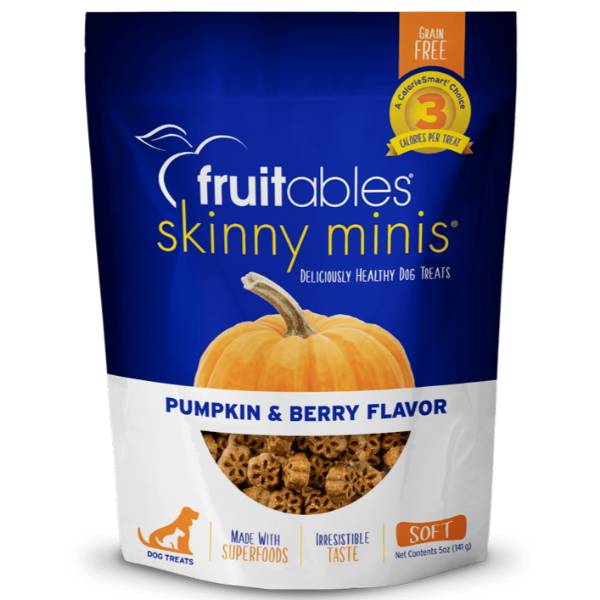 Fruitables Skinny Minis Pumpkin & Berry Flavor Dog Treats - Healthy Low-Calorie Training Snacks for Small Dogs - Perfect for Reward Training & On-the-Go Treats