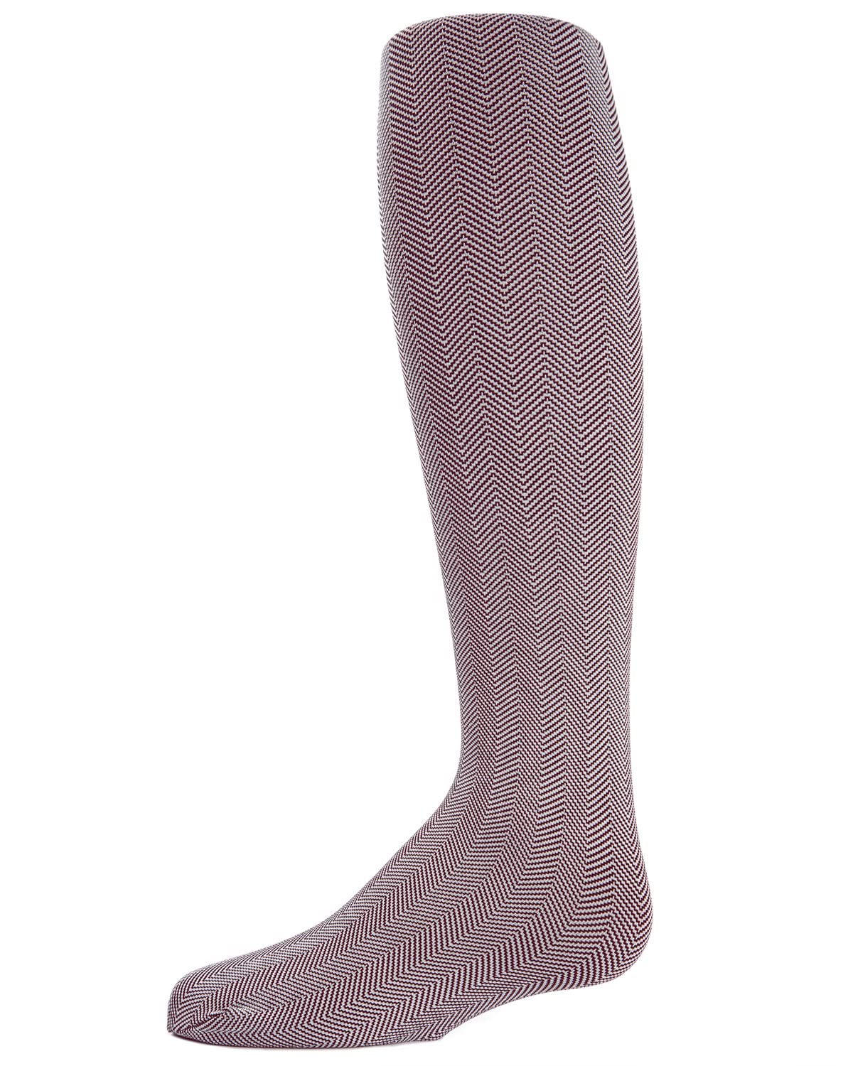MeMoi Girls' Herringbone Pattern Opaque Tights - Warm Winter Tights for School, Dance & Everyday Wear (Black, S-XXL)