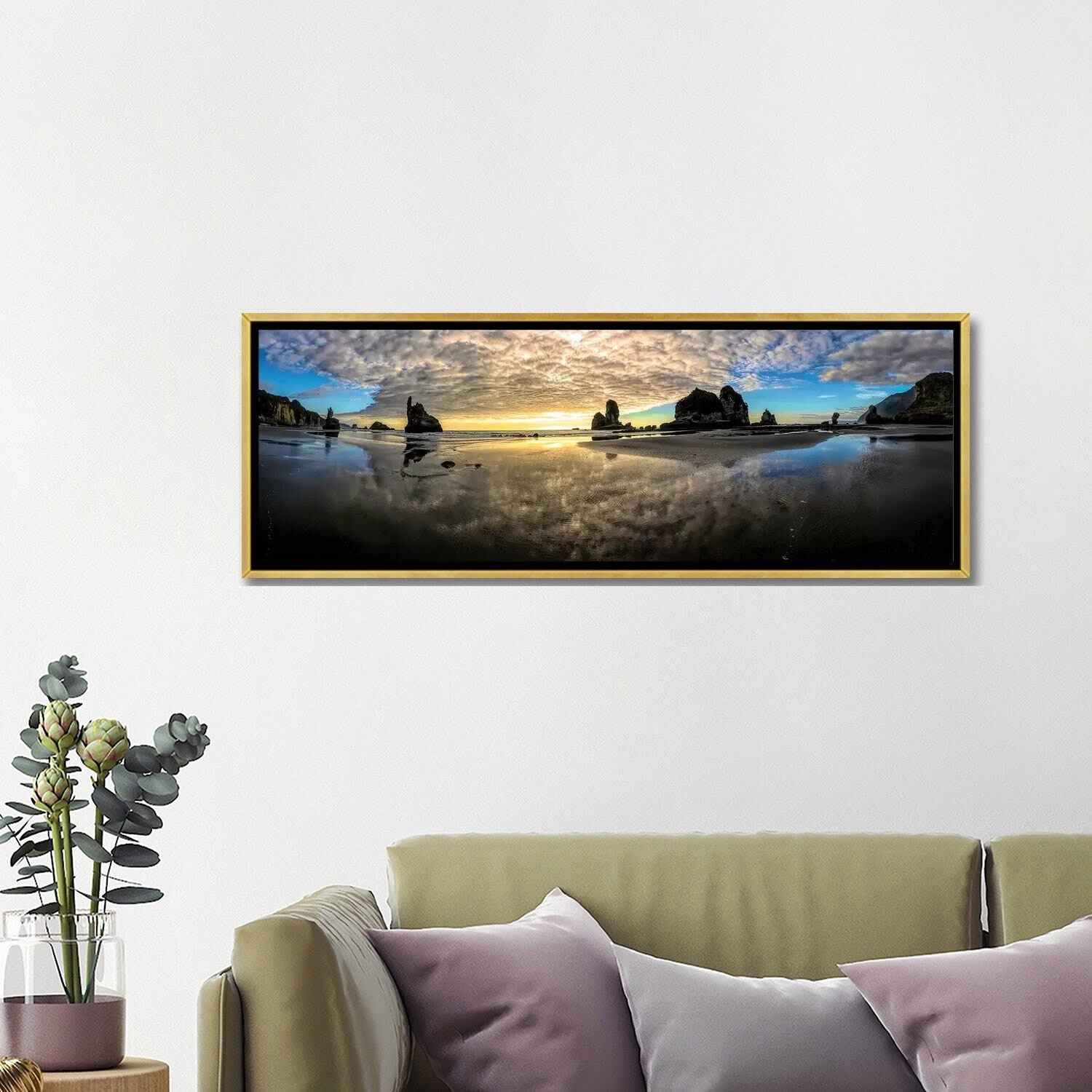 Before Sunset at Motukiekie Beach West Coast New Zealand - Framed Landscape Wall Art by OLena Art | Perfect for Living Room, Bedroom & Office Decor