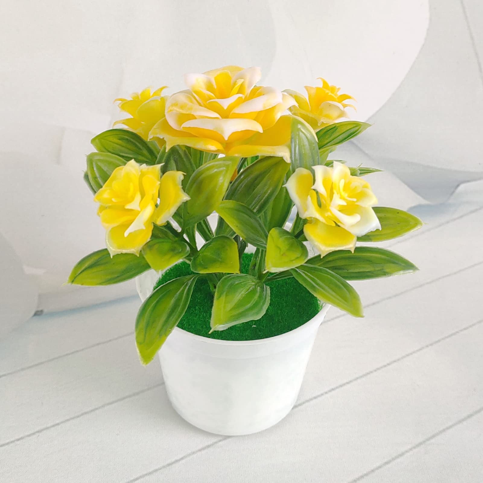 Artificial Flowers in Vase - Yellow Fake Floral Arrangement for Table Decor, Kitchen & Dining Room Centerpiece