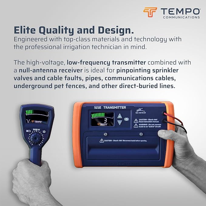 Tempo 521E Enhanced Digital Wire & Valve Locator Kit - Professional Underground Utility Detector for Plumbing, Irrigation & Electrical Work
