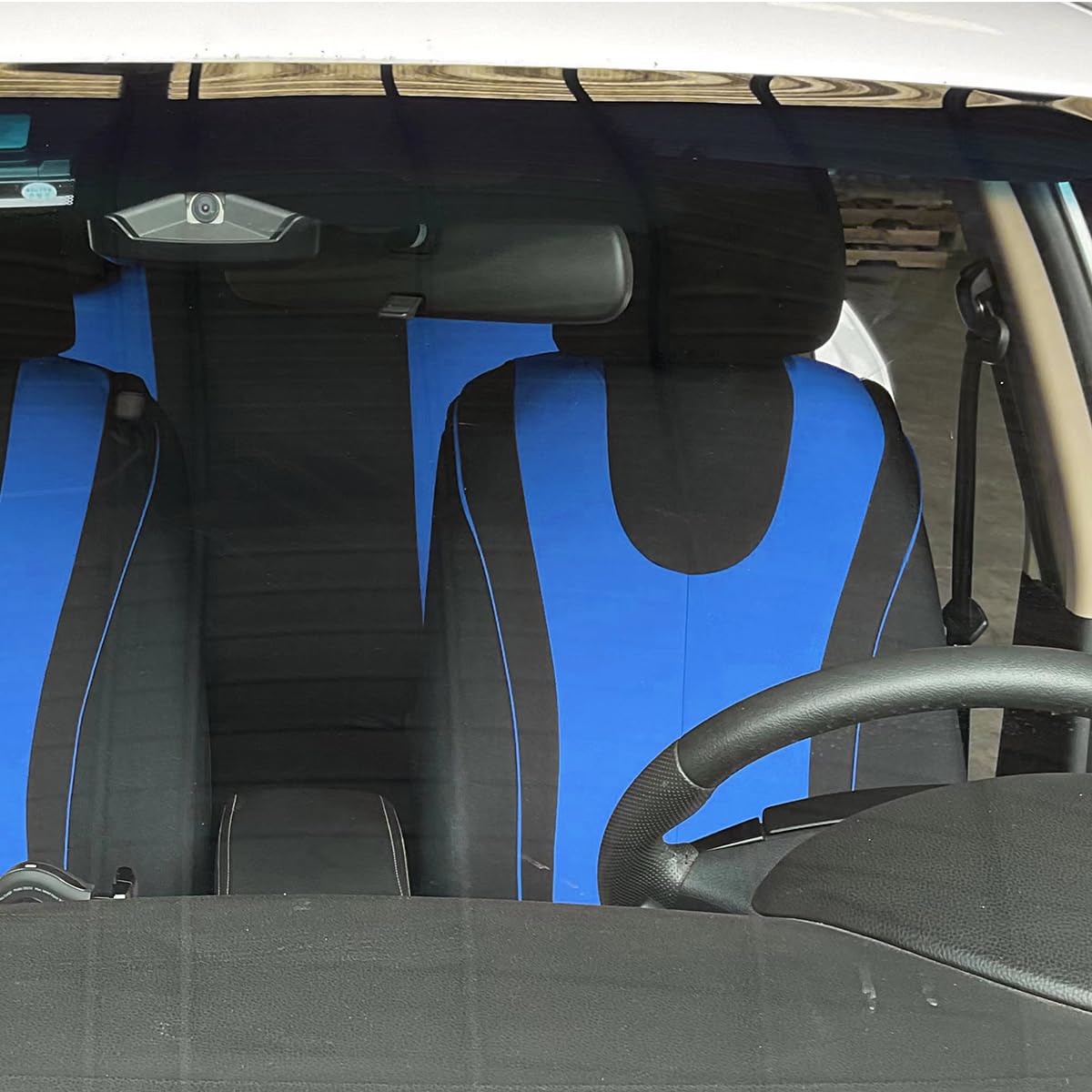 Premium Polyester Car Seat Covers Full Set - Breathable & Waterproof Auto Seat Protectors for Most Vehicles, SUV, Truck (Blue, Front Seat) | Perfect for Road Trips, Daily Commutes & Protecting Your Car Interior