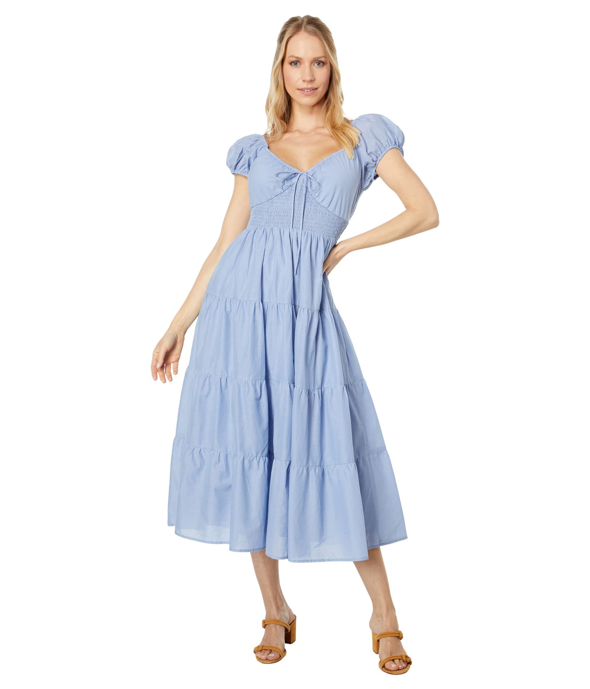 Stylish Blue Midi Dress for Women | Trendy Summer & Spring Floral Dress | Perfect for Casual Outings, Beach Vacations & Date Nights