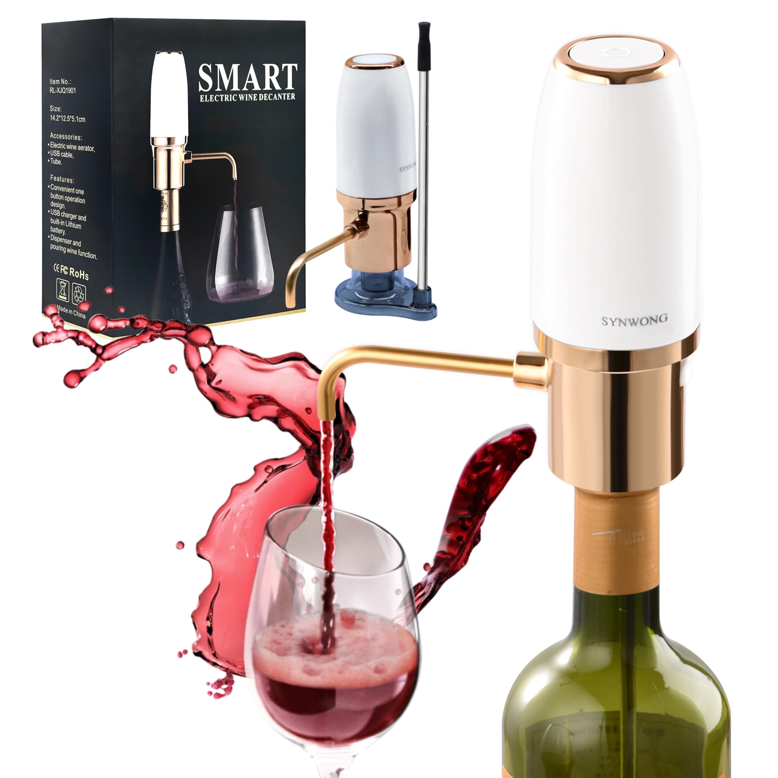 Premium Electric Wine Decanter with Aerator - Automatic Wine Pourer & Dispenser for Red & White Wines | Perfect for Home Entertaining, Dinner Parties & Wine Tasting Events