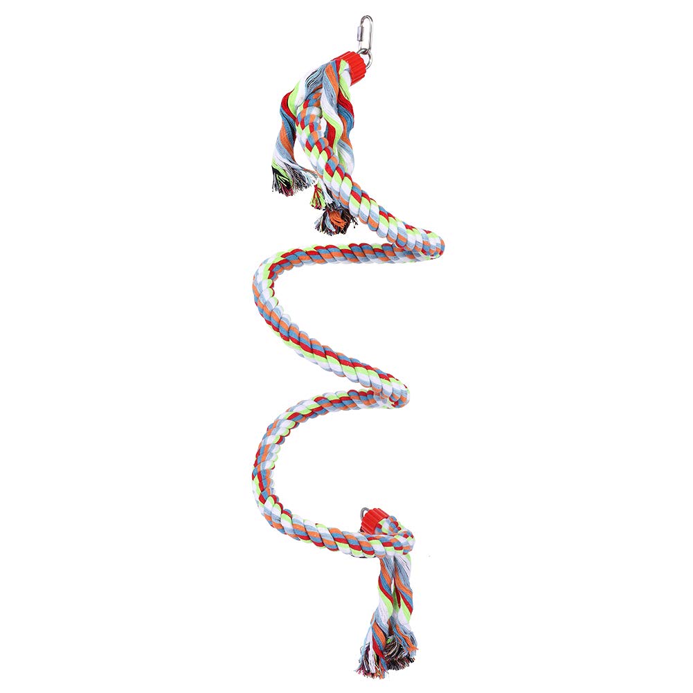 GLOGLOW Parrot Swing Climbing Rope Toy - Colorful Spiral Hanging Chew Toy with Bell for Birds | Small, Medium & Large Parakeets, Cockatiels, Conures | Cage Accessories & Play Gym Entertainment