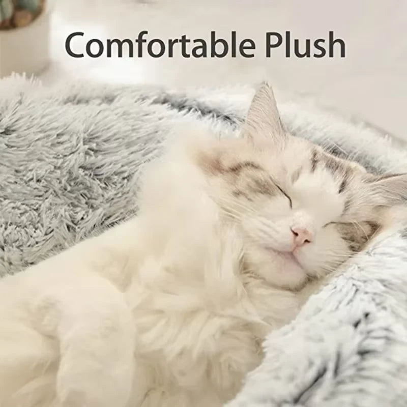 **Cozy Winter Plush Pet Bed - 2-in-1 Warm Sleep Nest for Small Dogs & Cats | Indoor Comfort for Cold Weather**