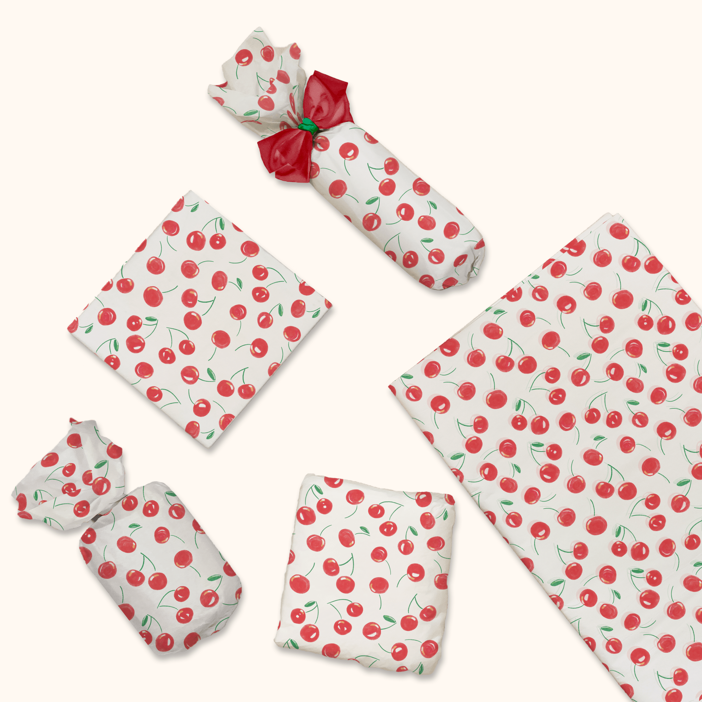 Premium Cherry-Printed Tissue Paper for Gift Wrapping, Party Decorations & Crafting - Bulk Pack of 50 Sheets - Vibrant Floral Design for Birthdays, Weddings & DIY Projects