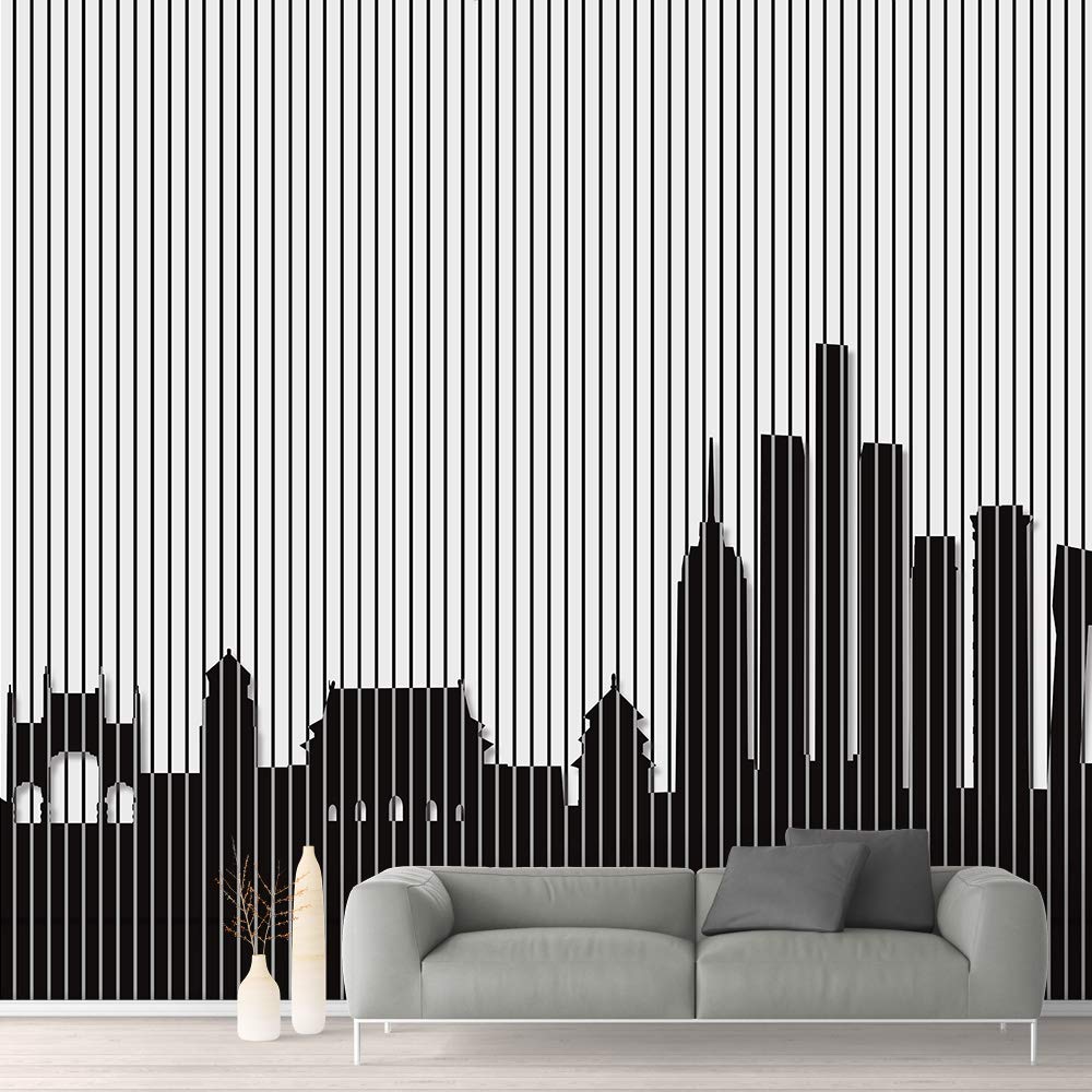 Abstract Black and White Building Wall Mural - Peel and Stick Removable Wallpaper for Bedroom Decor (66x96 inches) - Modern Home Art, Living Room & Office Wall Stickers