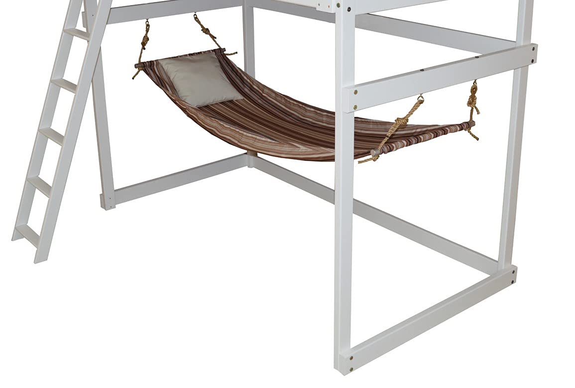 Double Hammock with Hanging Straps & Carabiners - Maroon Striped Design for Outdoor Camping, Backyard Relaxation & Travel Adventures