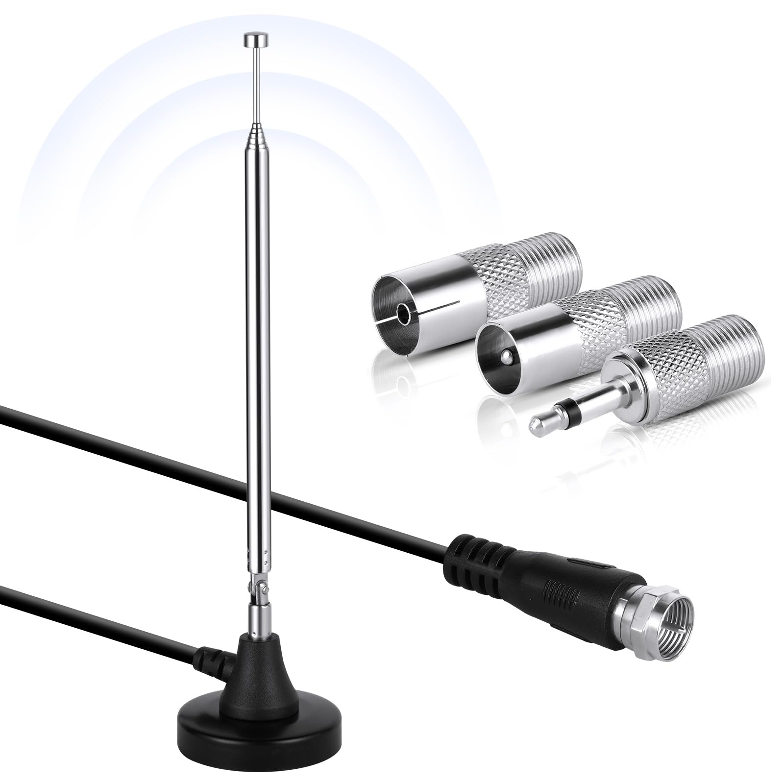 Adiwo 3M FM Indoor Radio Antenna with Magnetic Base - Digital Telescopic DAB Aerial for HiFi System, Tuner, Stereo Amplifier, AV Receiver & Home Theater - Perfect for Enhanced Audio Quality in Living Rooms & Home Studios