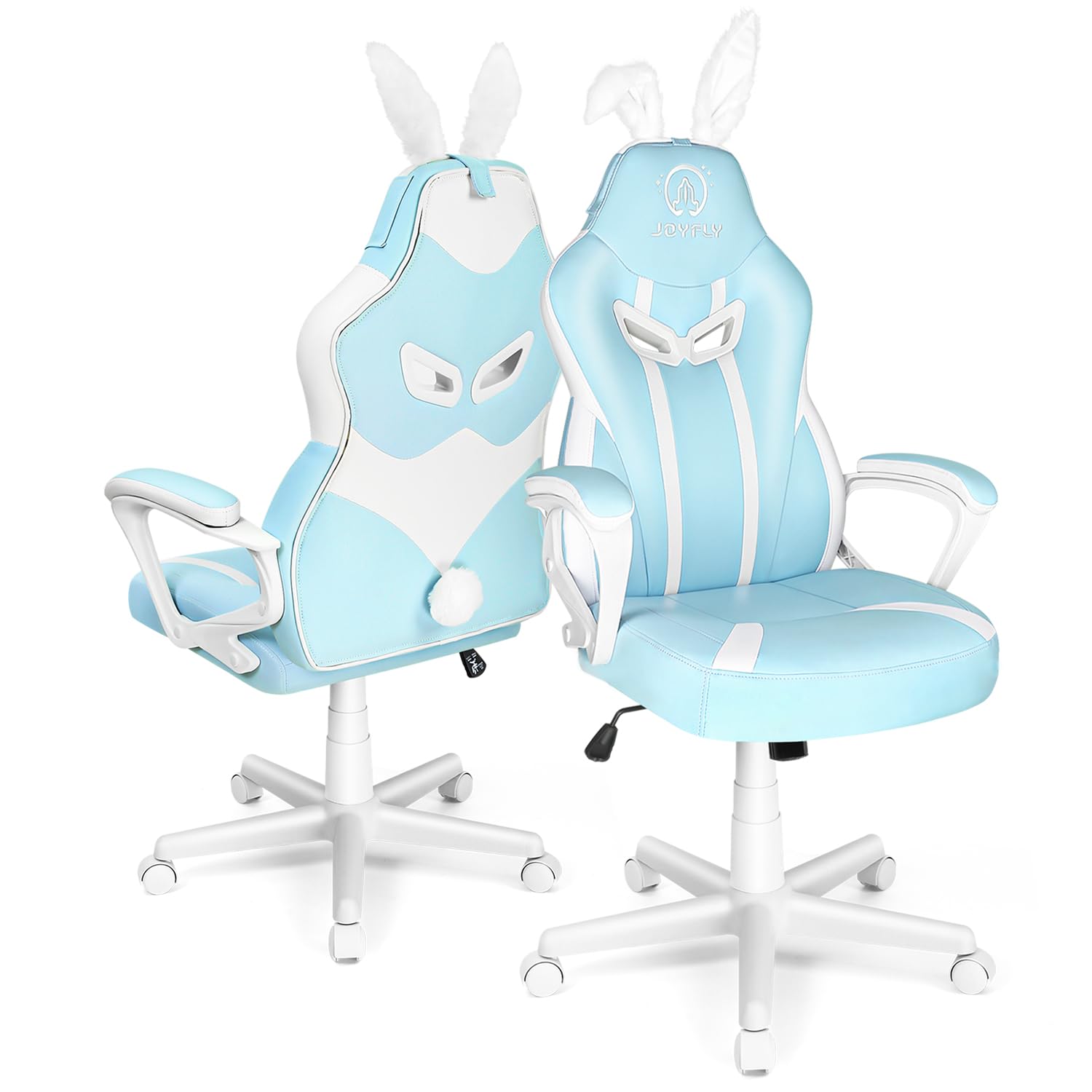 JOYFLY Kawaii Gaming Chair for Kids & Teens - Ergonomic Computer Gaming Chair for Girls & Adults with Lumbar Support - Light Blue Racing Style PC Office Chair for Home & Esports Gaming Setup