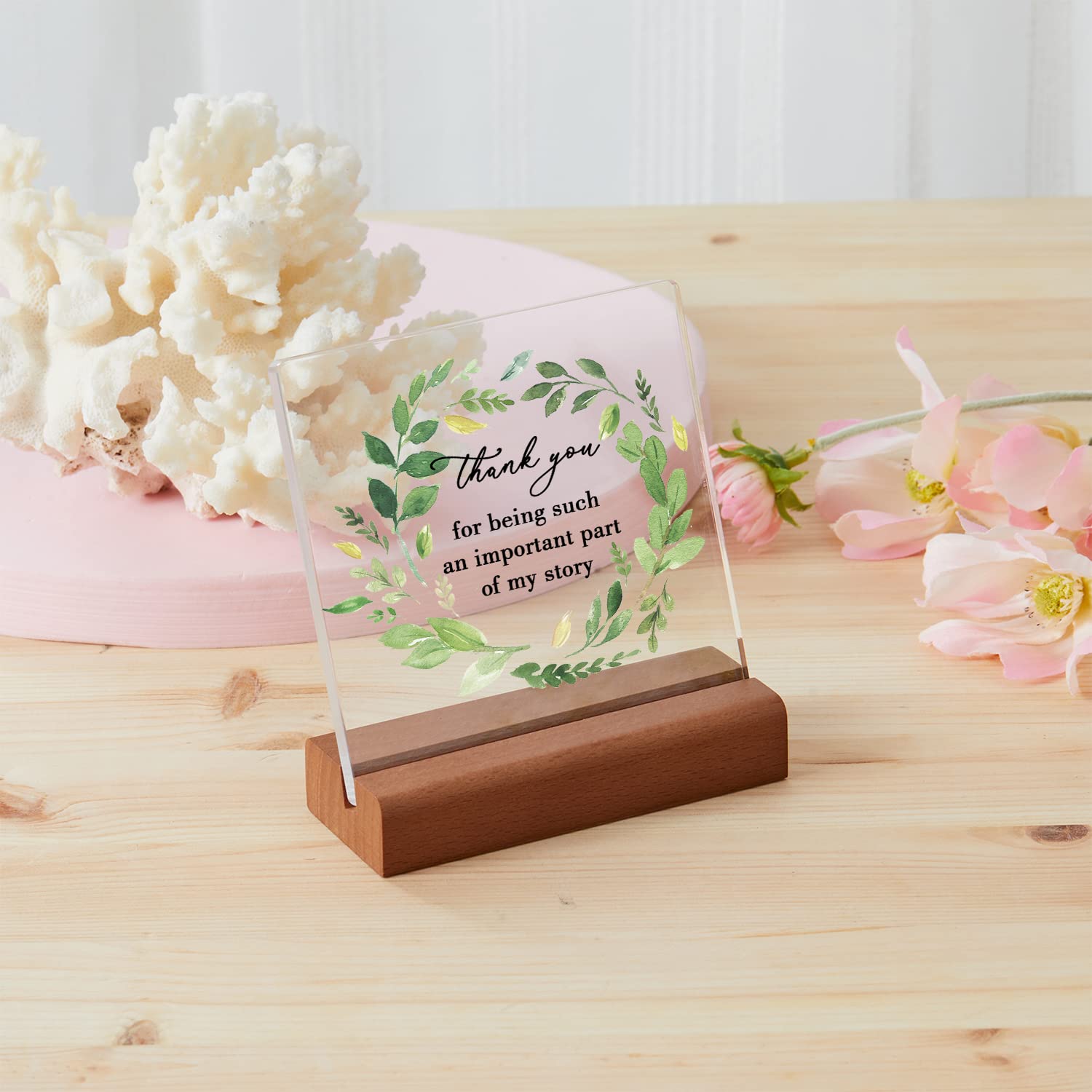 Rainbow Acrylic Teacher Plaque with Wooden Stand - Perfect Thank You Gift for Women Teachers on Teacher's Day