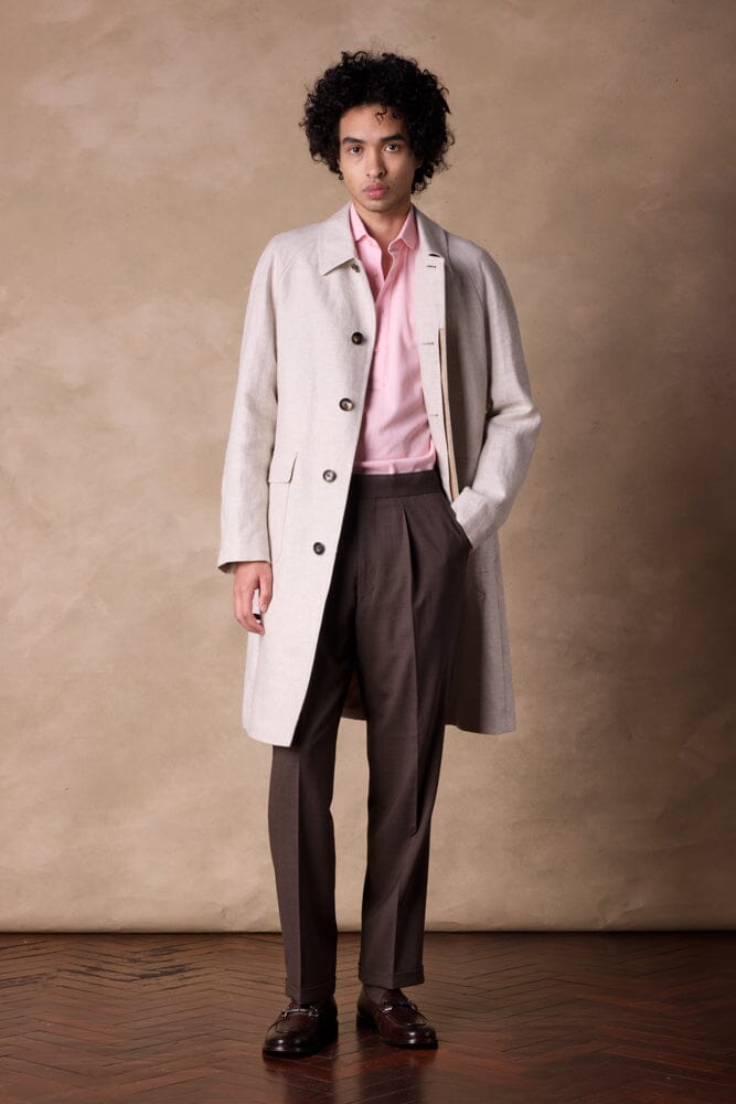 Lisburn Car Coat - Beige Linen Trench Coat for Women | Classic Lightweight Spring & Fall Outerwear | Perfect for Commuting, Travel & Casual Outings