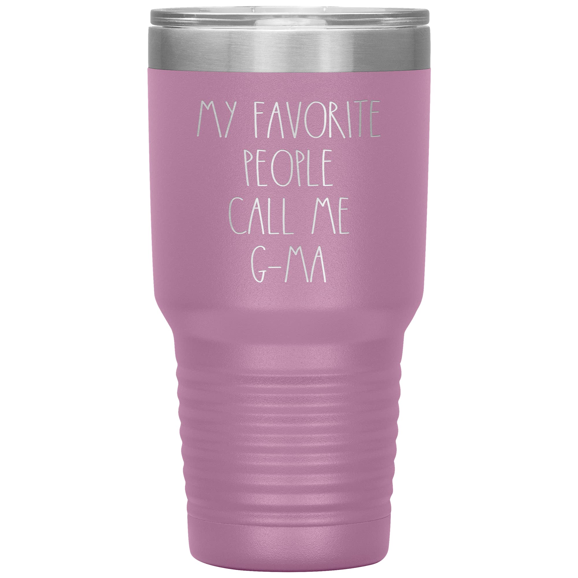 Personalized Rae Dunn Style G-Ma Vacuum Tumbler with Lid (30Oz) - 12 Color Options - Perfect Birthday Gift for Grandmother - Light Purple Insulated Cup for Coffee, Tea & Cold Drinks at Home or Travel