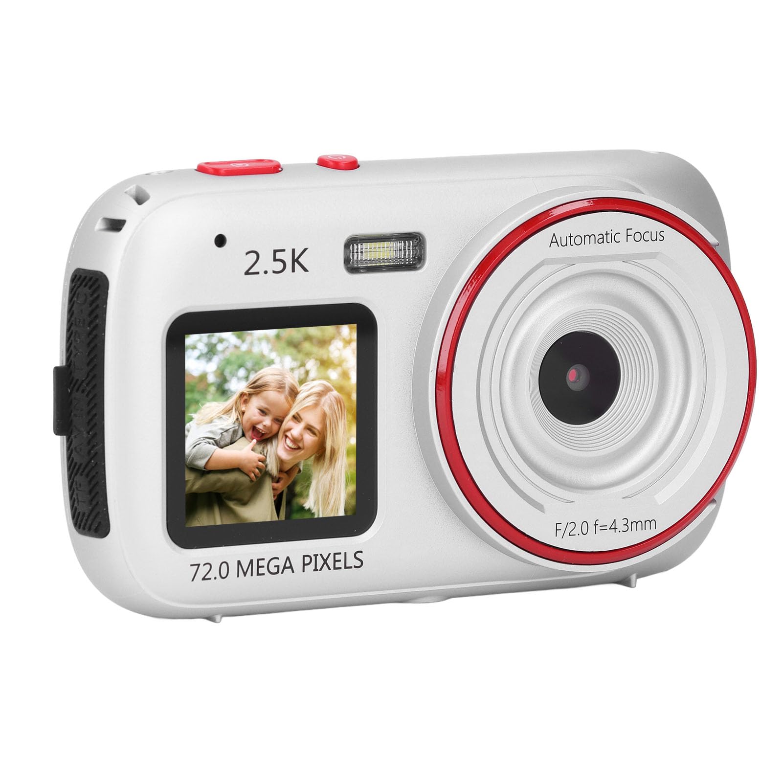72MP Digital Camera for Photography & Vlogging - 16X Zoom Autofocus, Dual Screen Selfie Camera | Compact Point and Shoot Travel Camera for Beginners (Silver) - Perfect for Travel, YouTube Videos & Family Moments