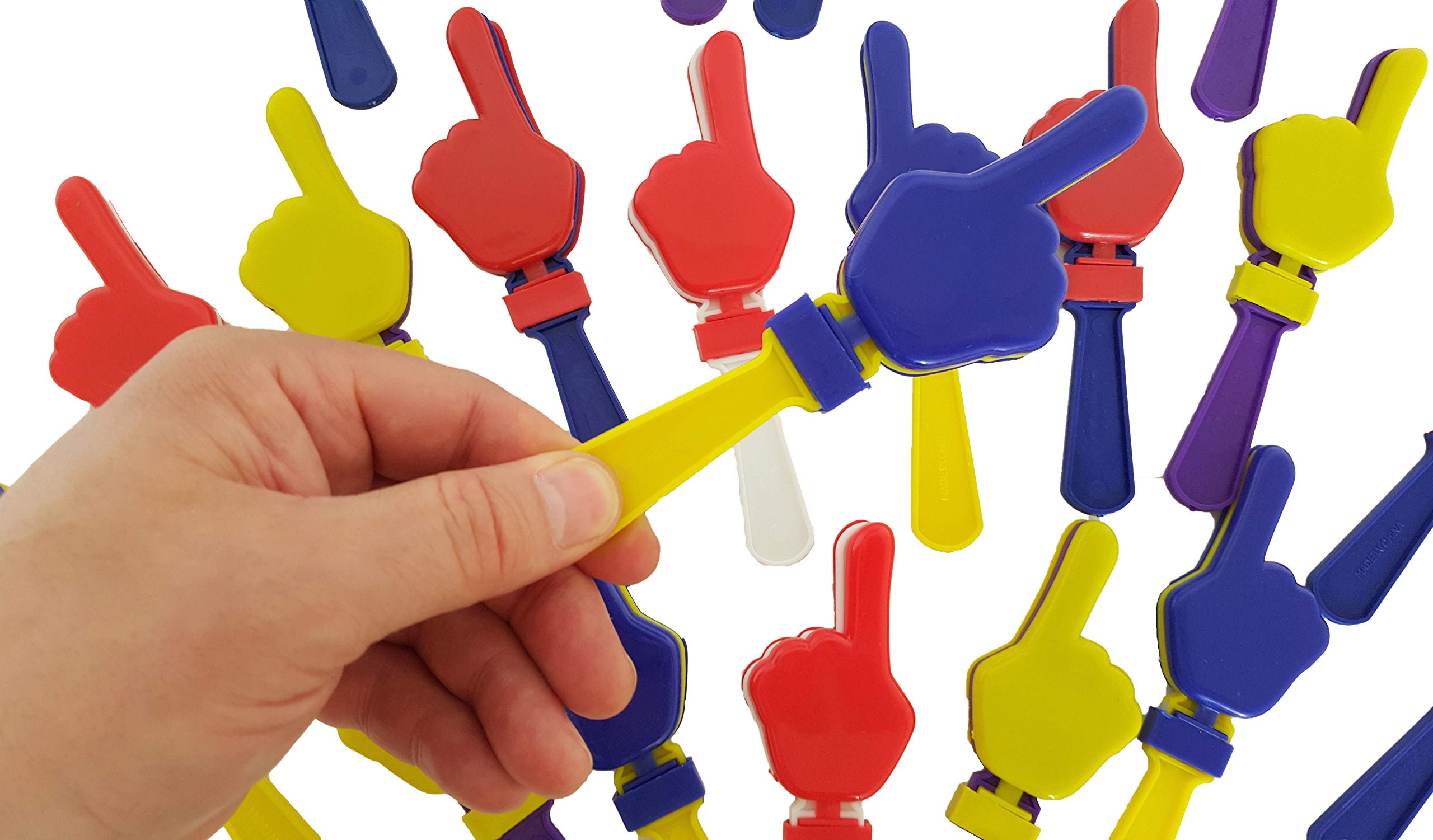 24 Pack Plastic Hand Clappers - Noisemakers for Cheerleading, Sports Events & Parties - Fun Bulk Noise Maker Toys for Kids & Adults