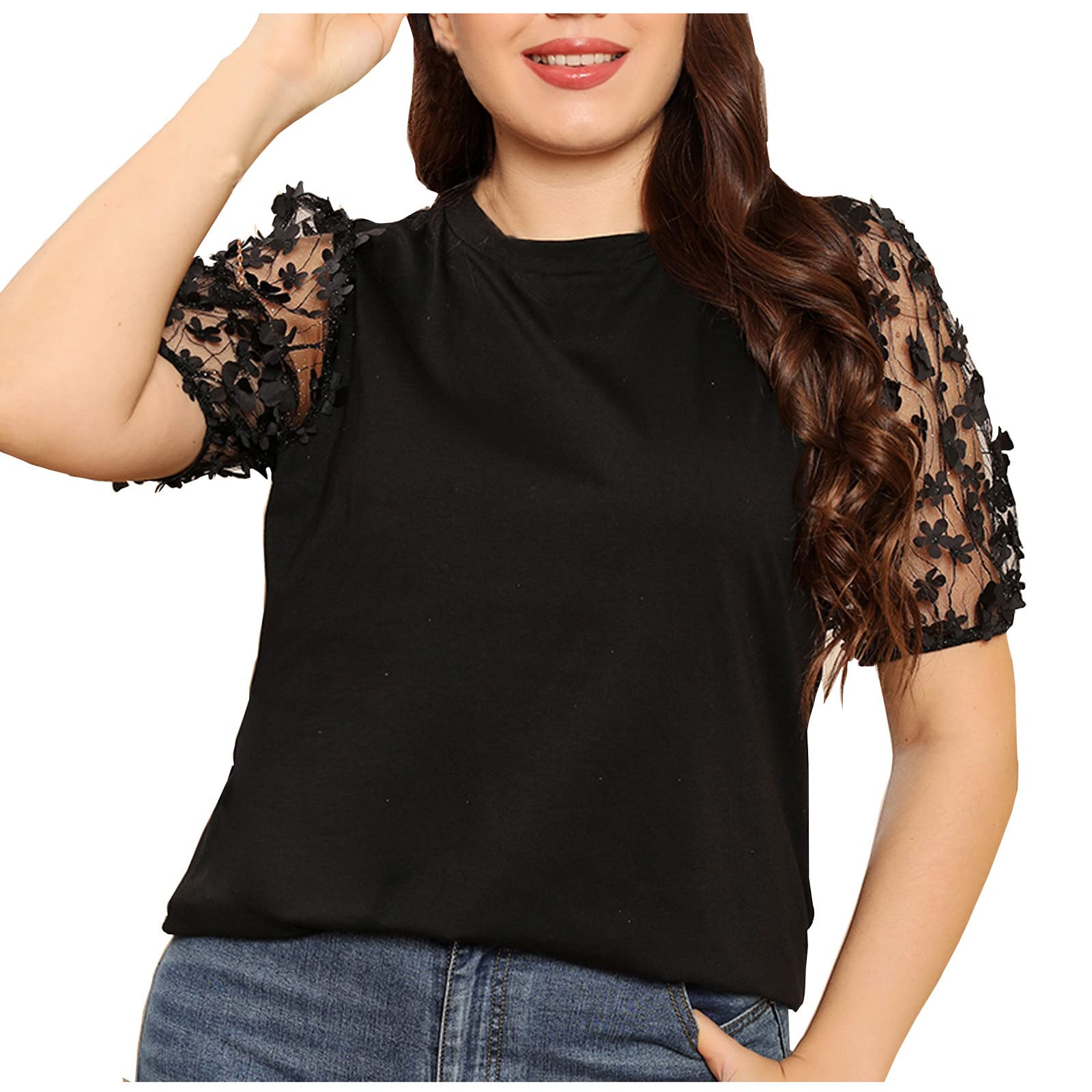 Plus Size Women's Casual Short Sleeve Crewneck T-Shirt - Trendy Summer Fall Blouse for Everyday Wear | Office, Dating & Weekend Outfits