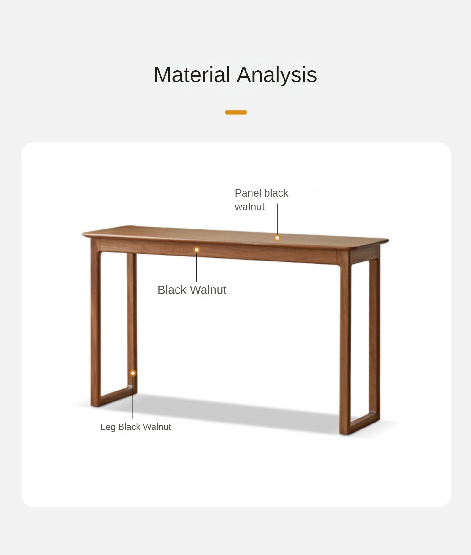 Premium Black Walnut Solid Wood Narrow Writing Desk - Modern Minimalist Home Office & Study Workstation for Small Spaces