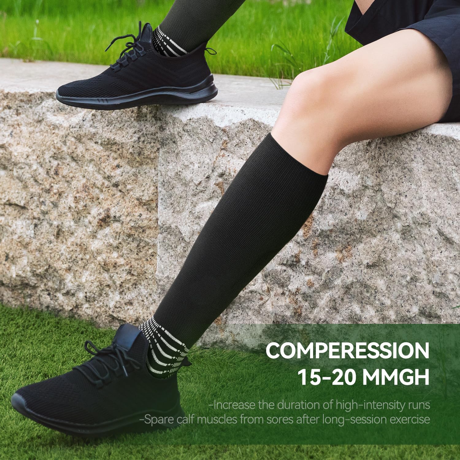 IRAMY Compression Soccer Socks - Ankle Support, Coolmax Moisture Wicking, Anti-Slip Grip for Football, Baseball & Softball (1/2/3 Pack) - Perfect for Training, Games & Sports Recovery