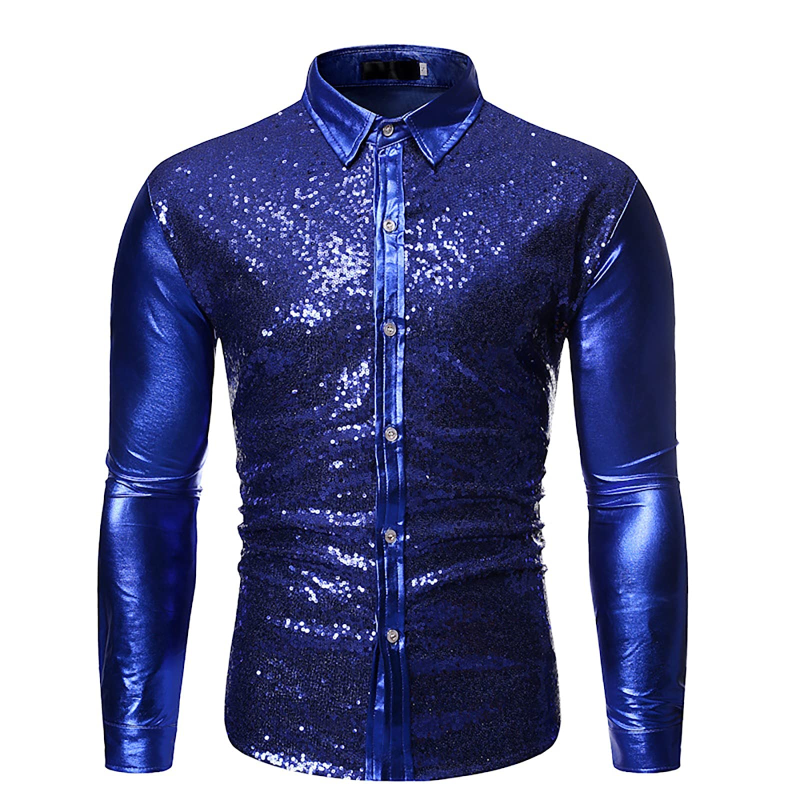 FORUU Men's Sequined Party Shirts 2023 - Fashion Slim Fit Long Sleeve Shirt with Sparkle Print for Dance, Club & Special Occasions | Perfect for Nightlife, Weddings & Costume Parties