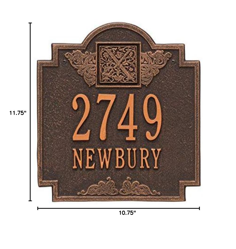 Whitehall Products 5006OB Personalized Monogram Plaque - Custom Two-Line Engraved Oil Rubbed Bronze Sign (10.75x11.75x0.375 in) - Perfect for Home Office Decor, Wedding Gifts & Housewarming Presents