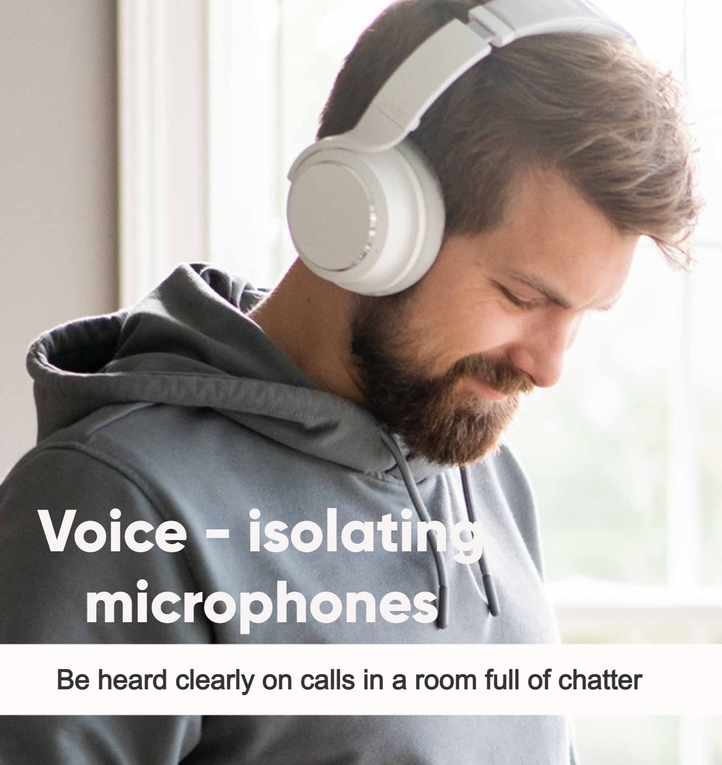 WYZE Wireless Over-Ear Bluetooth Headphones with Active Noise Cancellation - White | Travel Headphones with Transparency Mode, Clear Voice Pickup & Alexa Built-in | Includes Hard Case for Airplane, Commuting & Office Use
