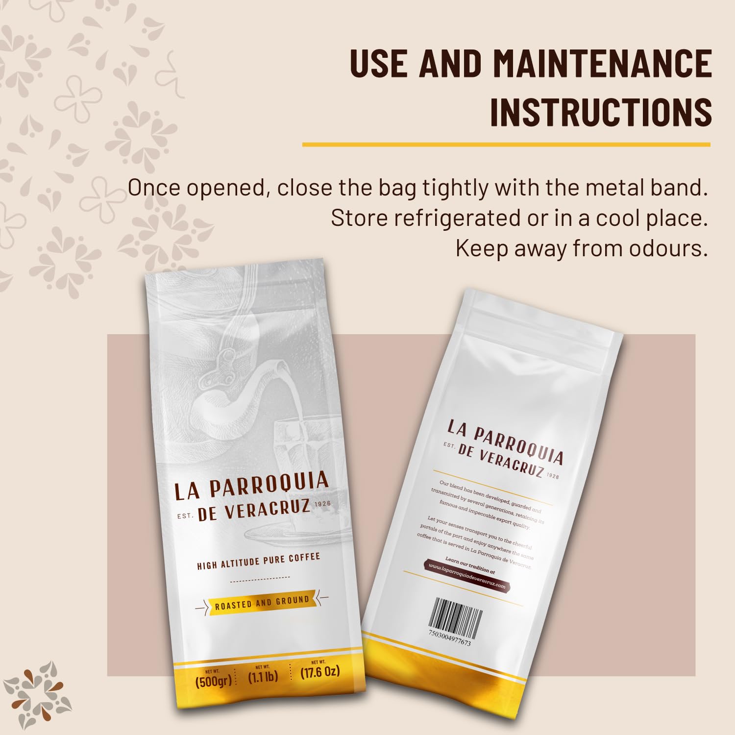 Premium Roasted & Ground Coffee 500g - La Parroquia de Veracruz Gourmet Blend | Rich & Aromatic Traditional Mexican Coffee | Perfect for Home Brewing, Office & Gift Giving