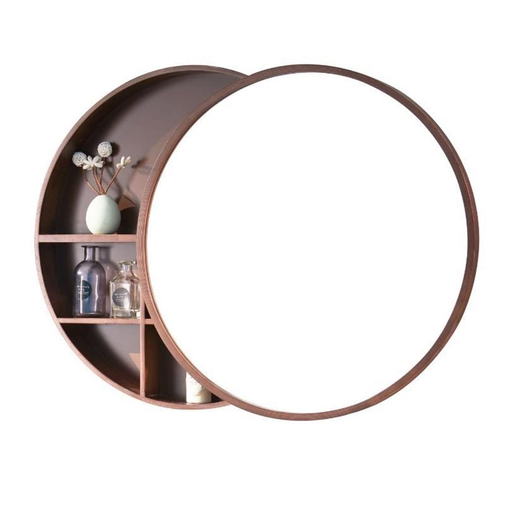 Modern Round Bathroom Mirror Cabinet with Storage - Wall Mounted Open Locker for Bathroom Organization | Perfect for Small Bathrooms, Vanities & Powder Rooms