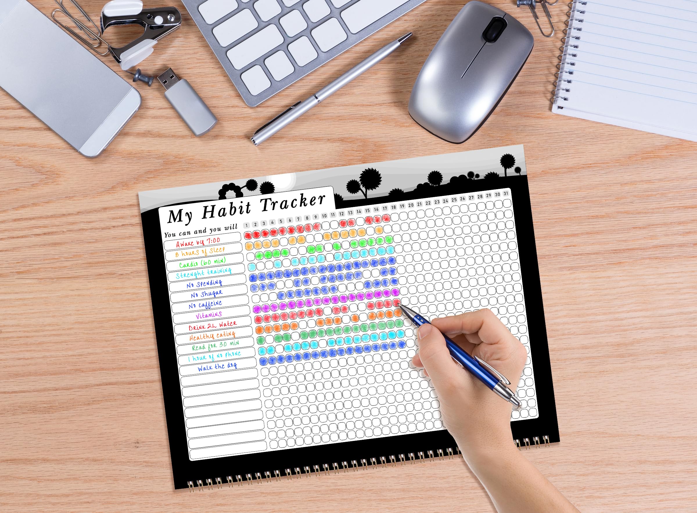 2025 Monthly Desktop & Wall Calendar Planner with Habit Tracker - Daily Weekly Monthly Goal Setting Motivational Journal - Inspirational Edition #015 - Perfect for Office, Home, School & Gift Giving