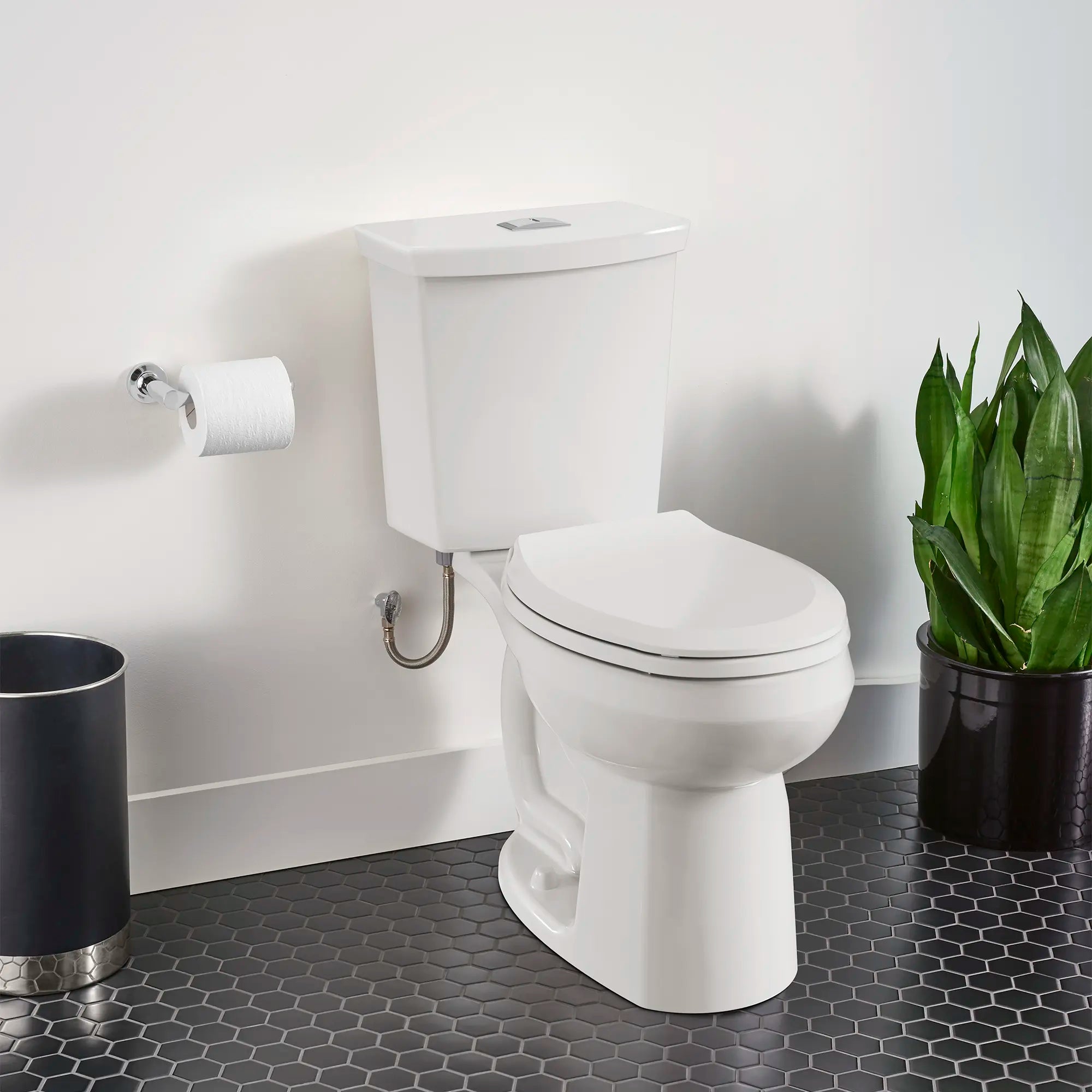 H2Option® Dual Flush Toilet - 1.28 GPF/4.8 LPF & 0.92 GPF/3.5 LPF Water Saving Round Front Standard Height Toilet with Linerless Seat - Perfect for Bathroom Renovation & Eco-Friendly Homes