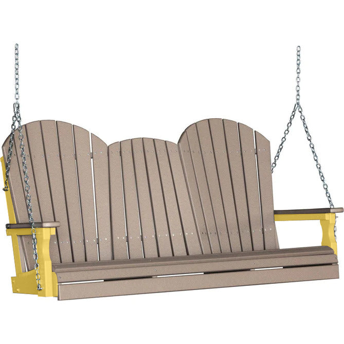 Premium 5ft Recycled Plastic Adirondack Porch Swing with Cup Holder - Weather-Resistant Outdoor Furniture for Patio, Garden & Backyard Relaxation