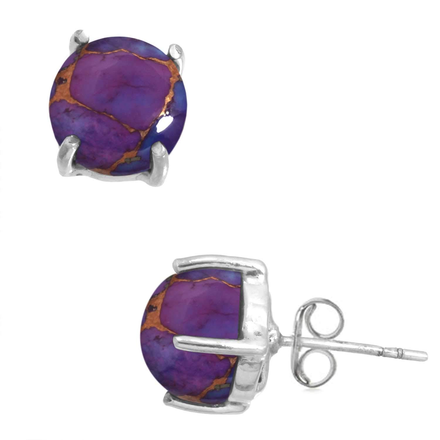 JEWELOPORIUM 925 Sterling Silver Statement Stud Earrings for Women - 10mm Round Gemstone Handmade Jewelry - Perfect Gift for Birthday, Anniversary & Special Occasions (98541_E)