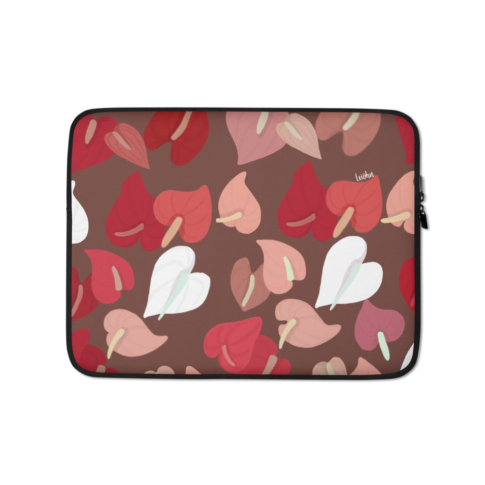 Premium Anthurium Print Laptop Sleeve - 13-15 Inch Laptop Case with Waterproof Protection & Soft Interior - Perfect for Work, School & Travel Accessories