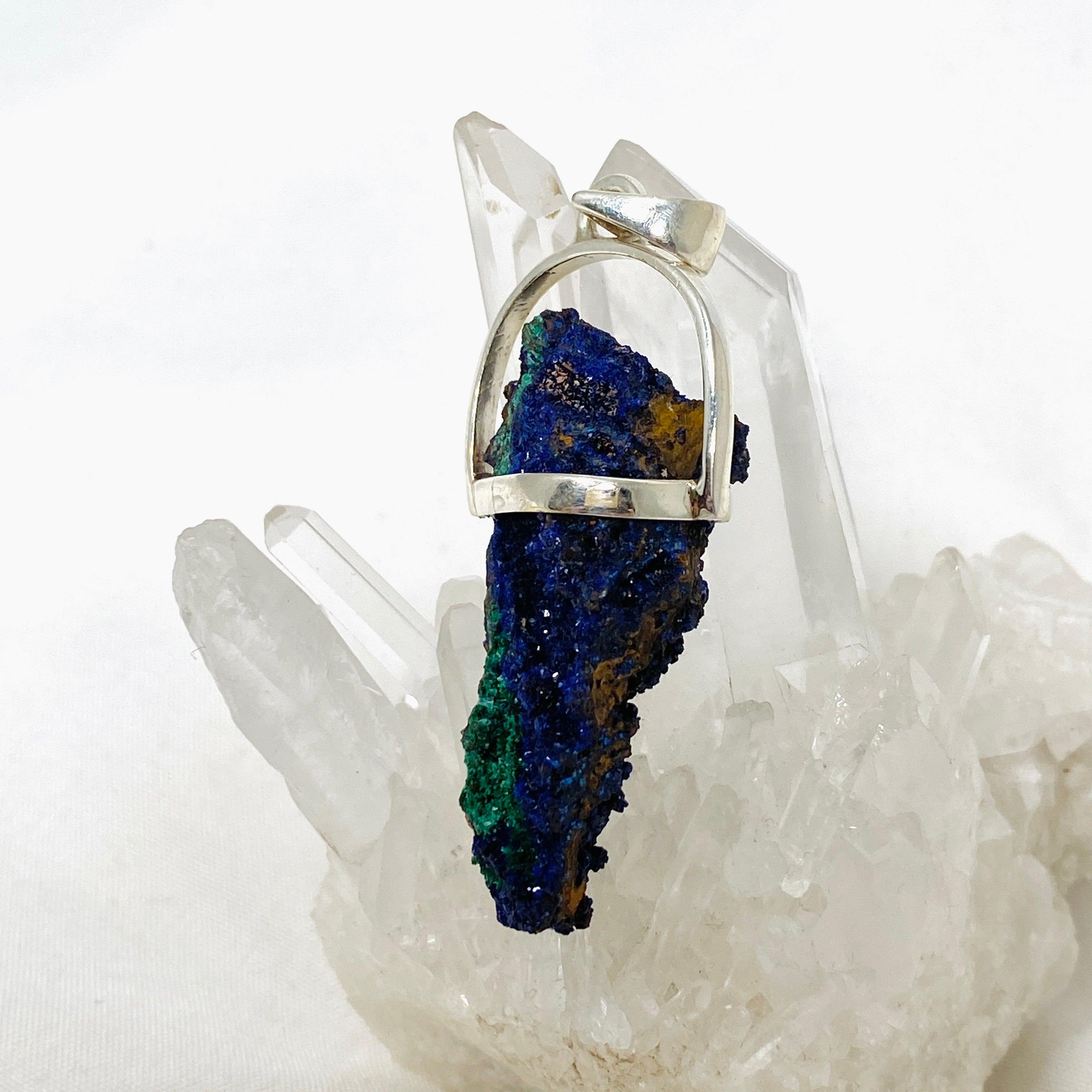 Natural Raw Azurite and Malachite Pendant Necklace - Handmade Stone Jewelry for Women - Perfect for Spiritual Healing, Meditation & Boho Fashion