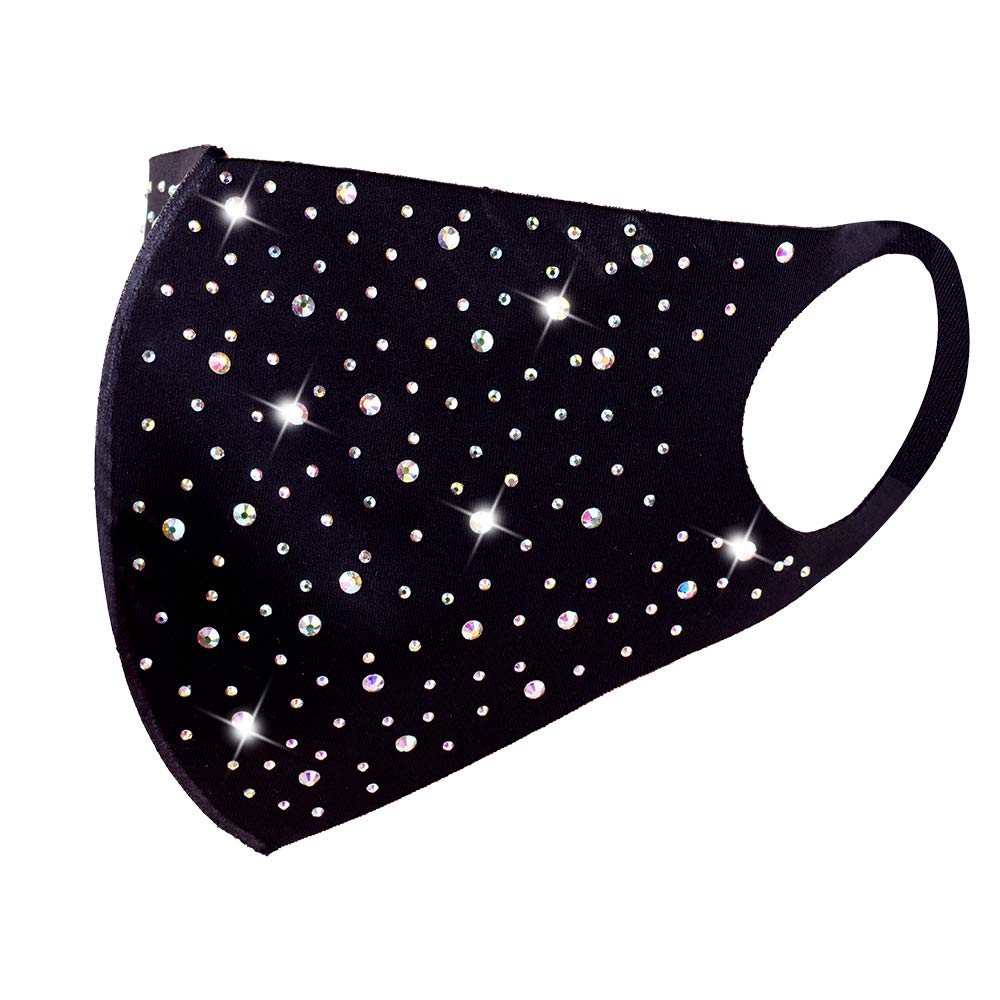 FOOFUM Rhinestone Sequin Face Mask for Women - Glitter Party Mask for Carnival, Fashion Show & Holiday Events - Perfect for Mardi Gras, Halloween & Costume Parties