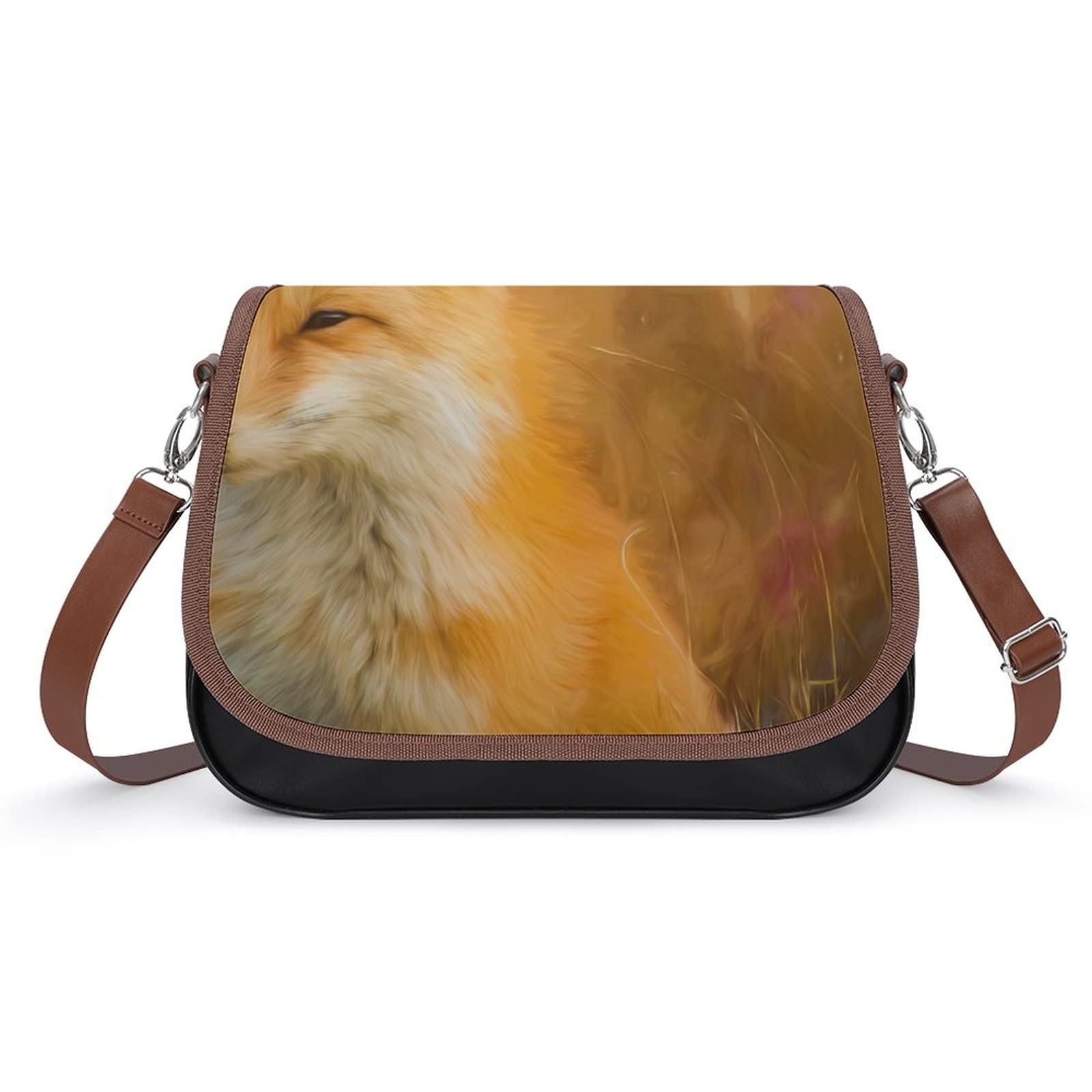 Stylish Women's Crossbody Bags - Genuine Leather Shoulder Purse for Daily Use, Work & Travel | Classic City Satchel Hobo Handbag with Fox Design