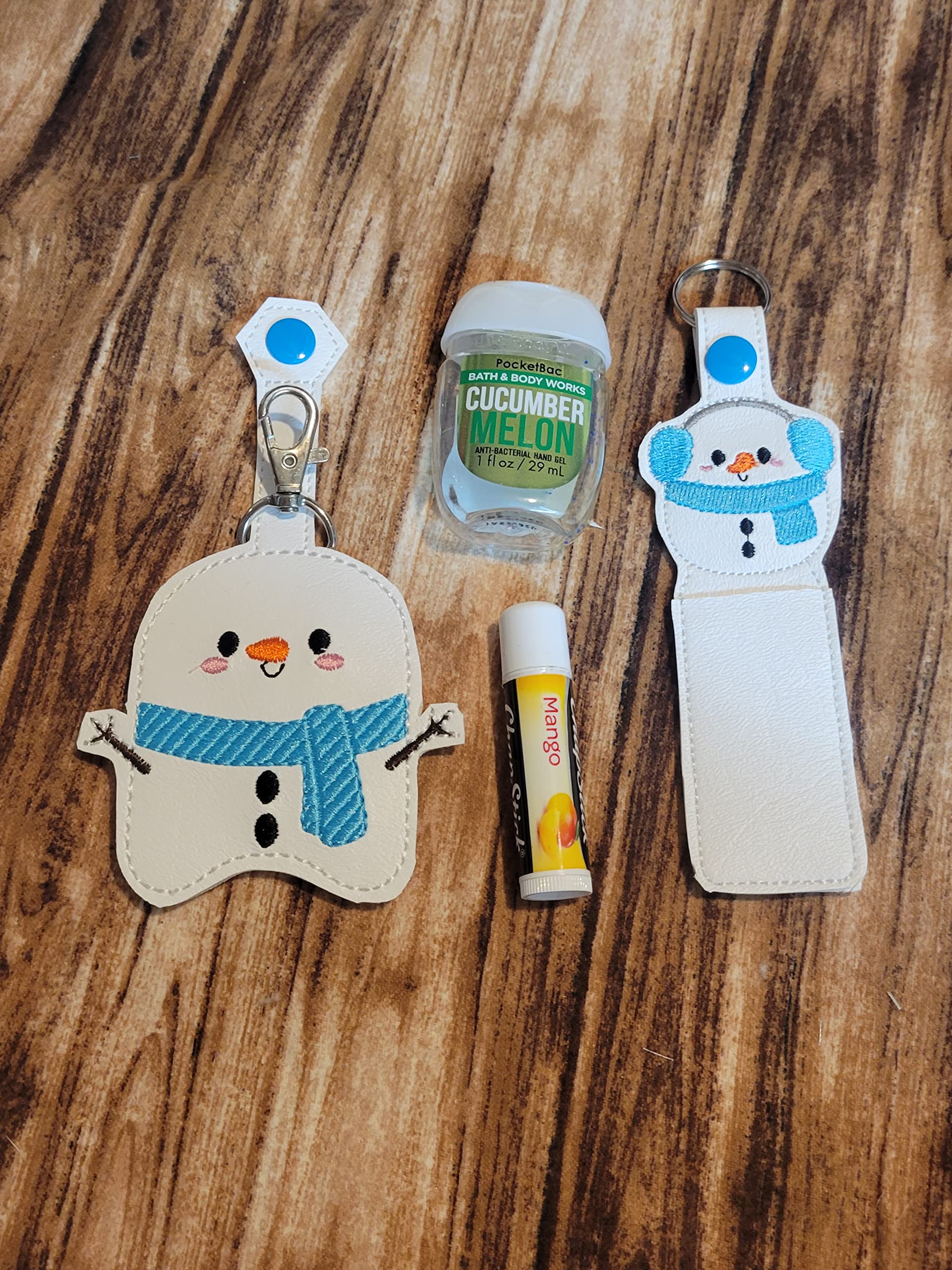 Snowman Hand Sanitizer Holder Keychain - Cute Christmas Sanitizer Bottle Clip for Purse, Backpack & Keys - Perfect Holiday Gift for Women & Kids