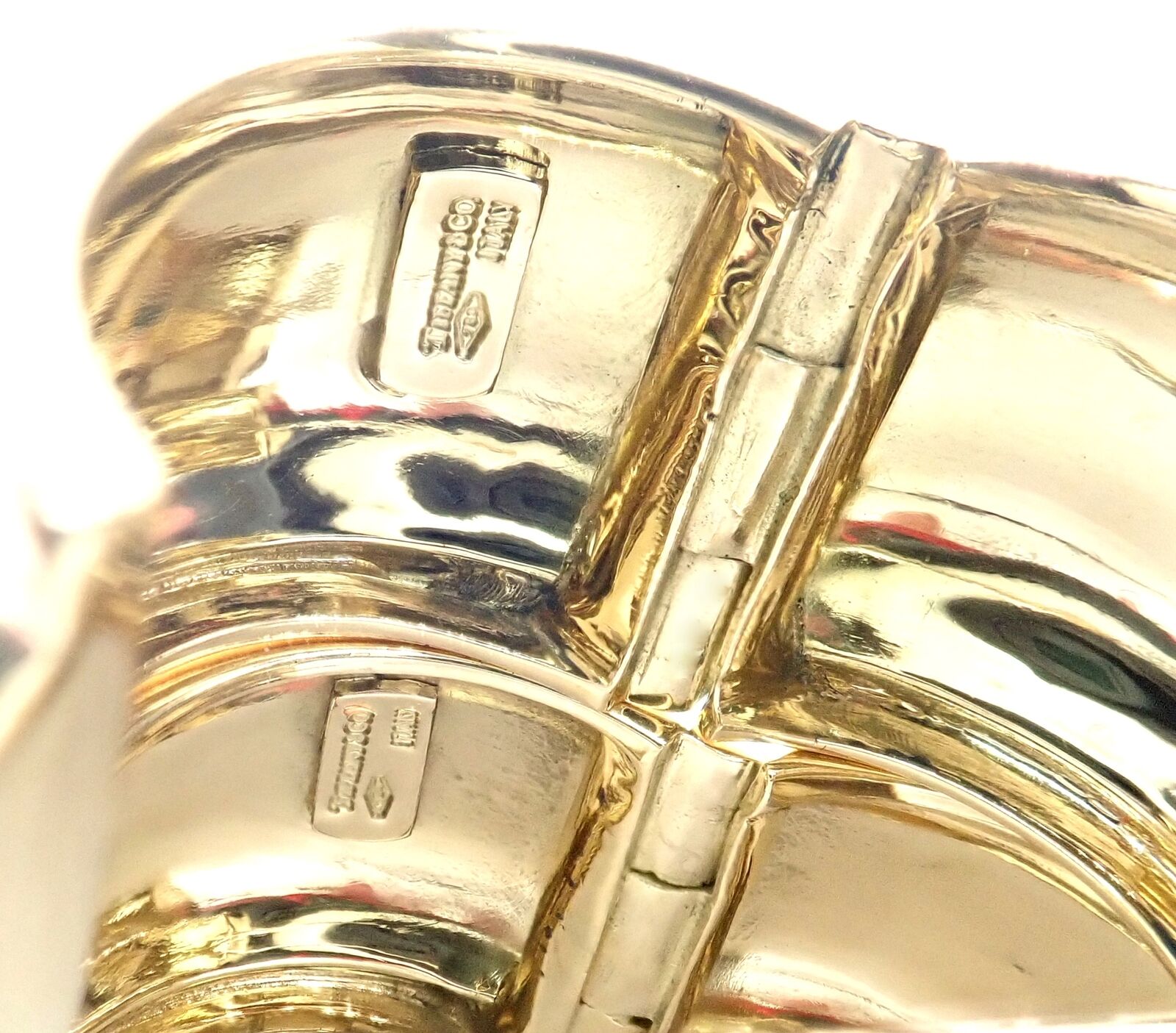 Authentic Vintage Tiffany & Co 18k Yellow Gold Wide Hoop Earrings - Luxury Jewelry for Women, Perfect for Weddings, Parties & Special Occasions