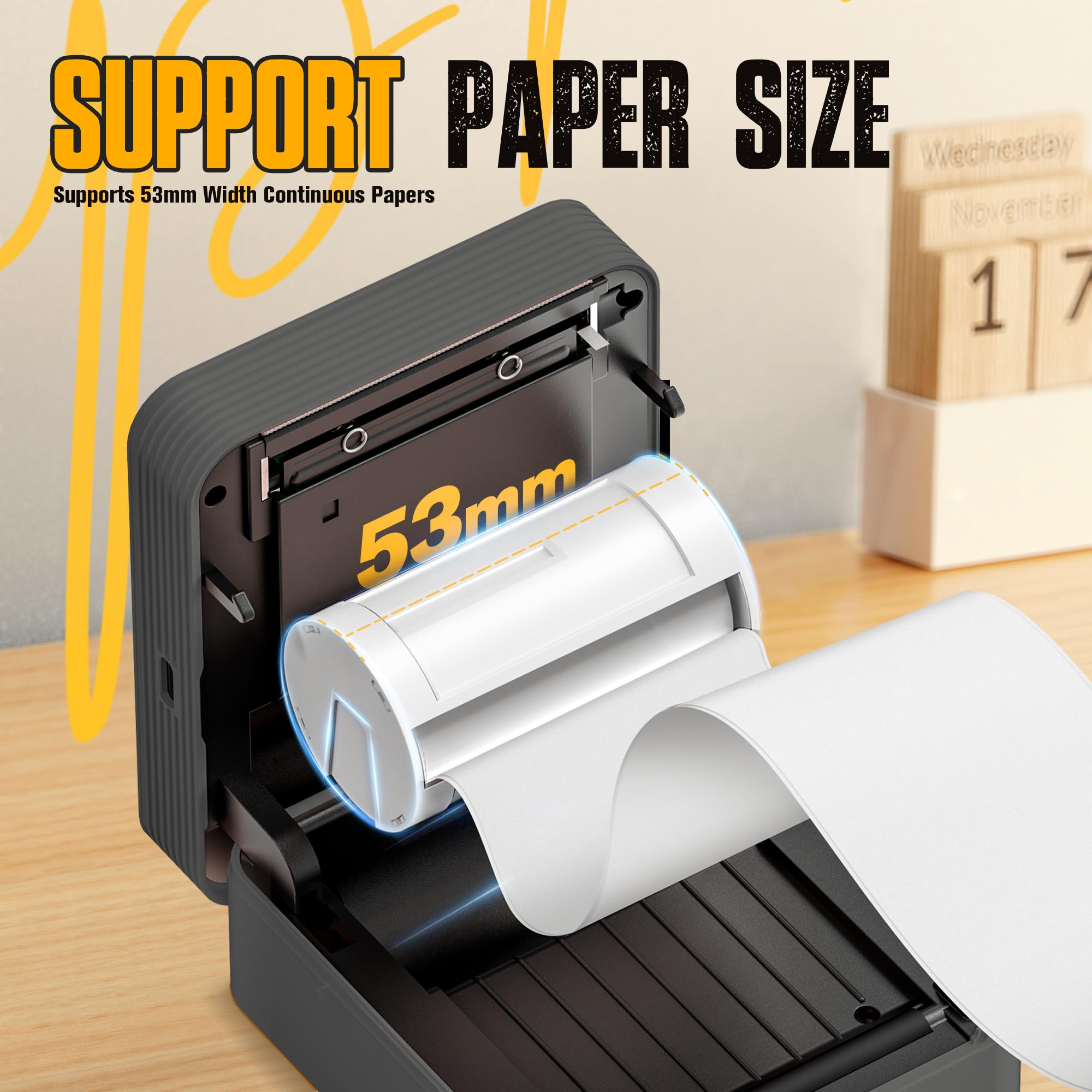 Nelko PM230 Print Pod Mini Bluetooth Sticker Printer - Portable Label Maker with 3 Paper Rolls & Multiple Templates for Phone, Tablet - Ideal for DIY Crafts, Scrapbooking & Home Organization (Black, 1 Pack)