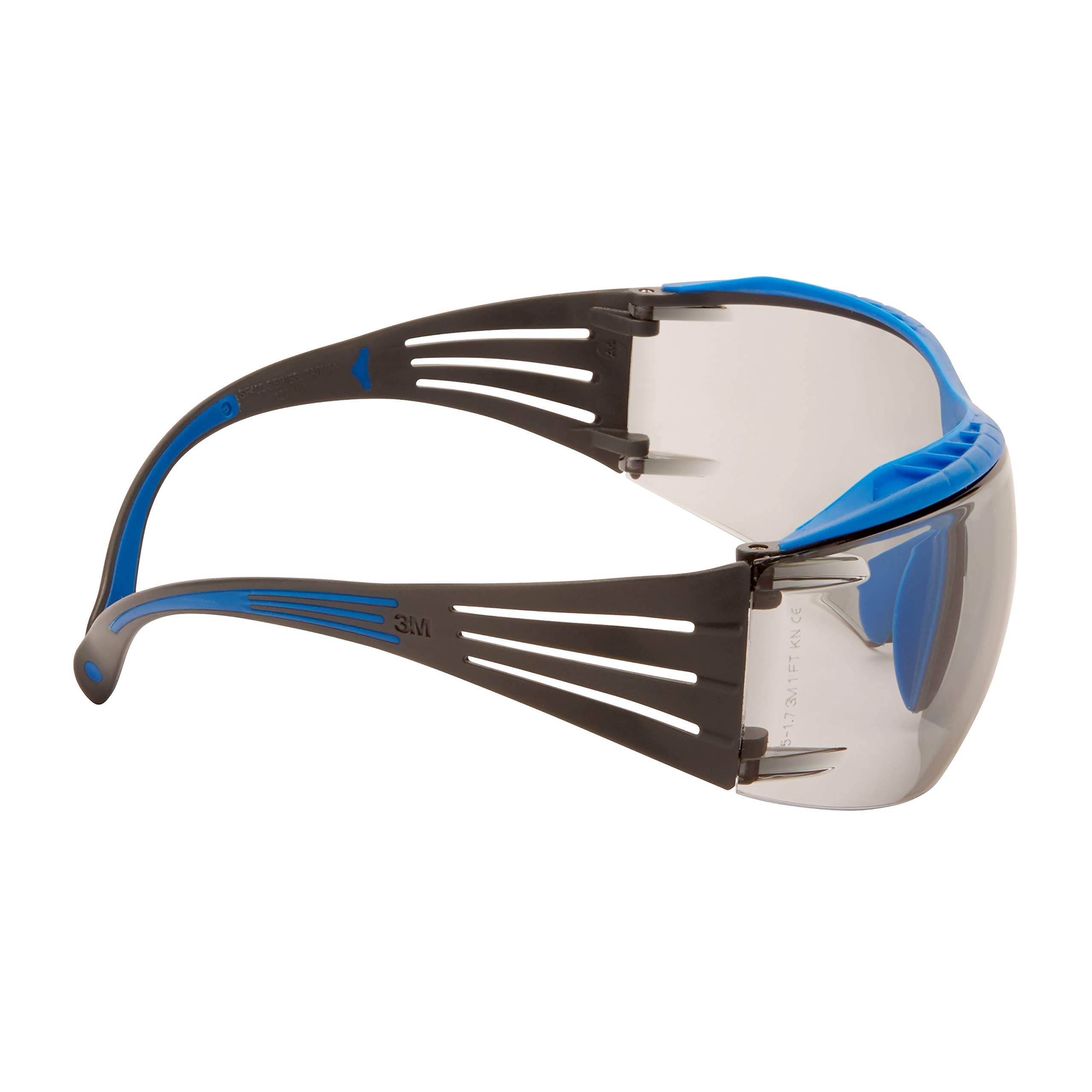 3M SecureFit 400X Safety Glasses with Scotchgard Anti-Scratch & Anti-Fog Coating - Blue/Grey Frame, Grey Lens - SF407XSGAF-BLU for Indoor & Outdoor Work, Construction, DIY Projects, and Industrial Safety Protection