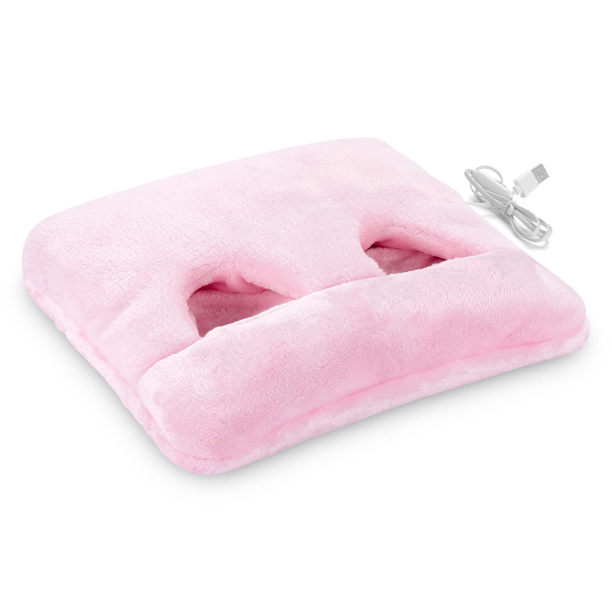 Navaris Electric Foot Warmer - Heated Slippers Pad for Warm Feet - Under Desk & Bed Heating - Electronic Feet Warmers for Women & Men - Pink - Perfect for Home Office, Winter Nights & Cold Weather Comfort