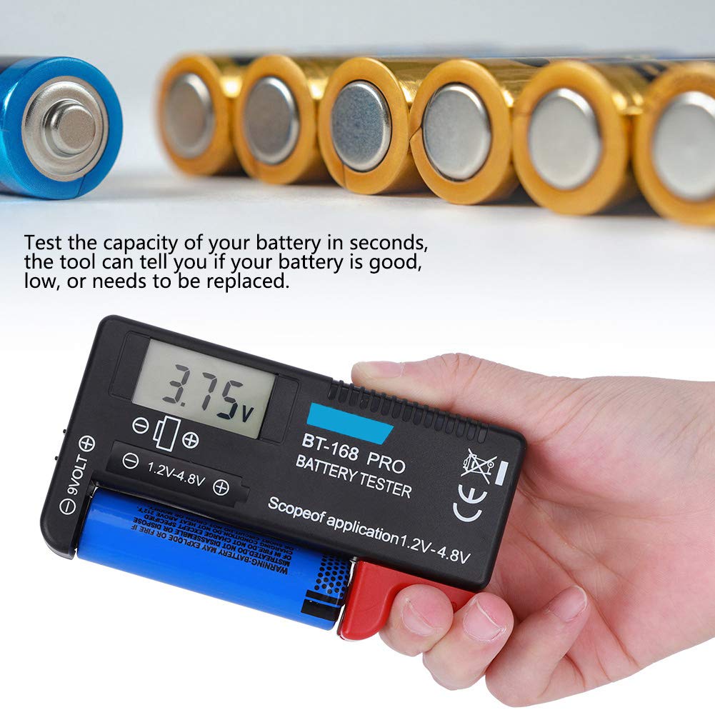 BT-168pro Digital Battery Tester - Accurate AAA AA C D 9V 1.5V Battery Checker for Household & Small Button Cell Batteries | Perfect for Home, Office & Emergency Kits