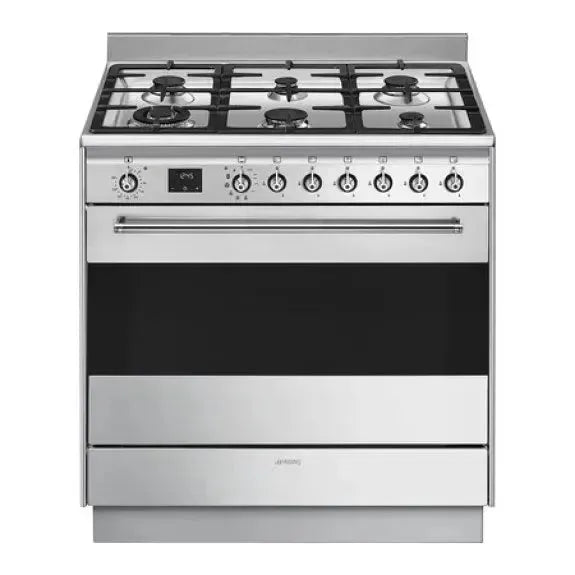 Smeg 90cm Classic Dual Fuel Pyrolytic Freestanding Cooker - Stainless Steel Range with Oven & Gas Hob | Perfect for Modern Kitchens & Professional Cooking