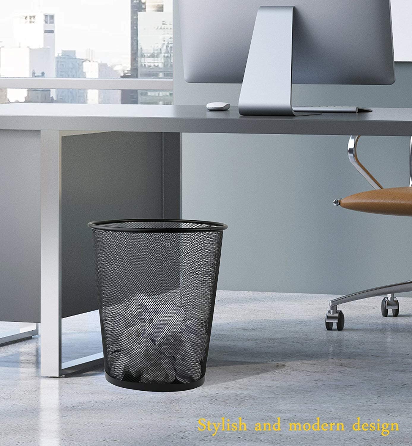 Greenco 4.5 Gallon Small Trash Cans 2-Pack - Black Mesh Round Waste Baskets for Home & Office | Lightweight & Sturdy Under Desk Garbage Bin | Perfect for Kitchen, Bedroom, Dorm, Office, Recycling | Compact Space-Saving Solution